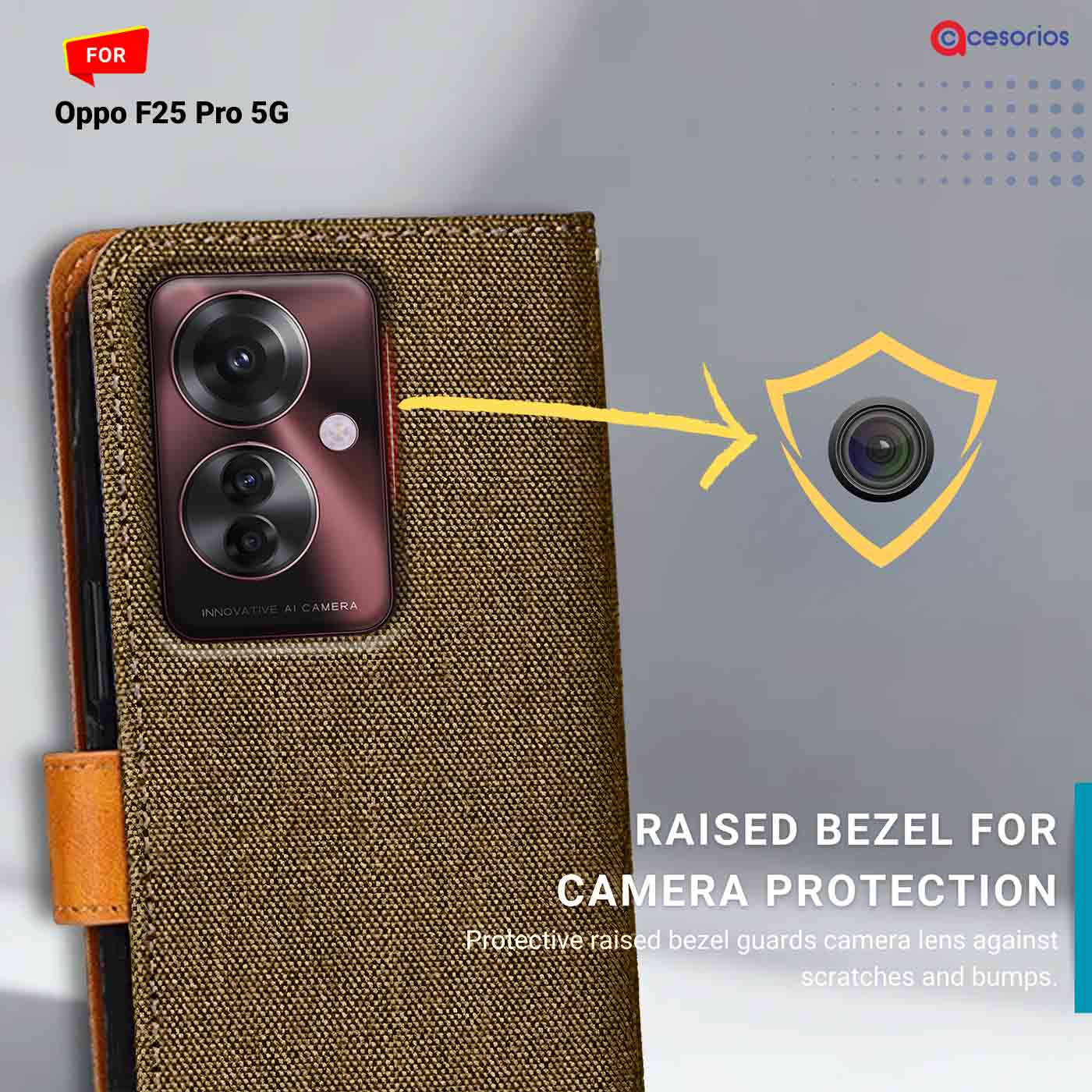 Denim & Leather back panel — Oppo F25 Pro 5G in Dark Brown mobile case