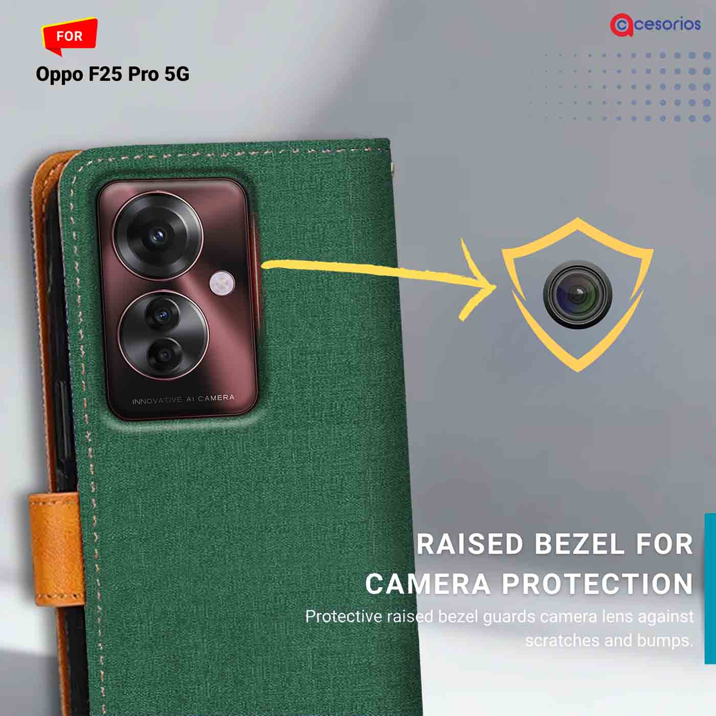 Canvas & Suede back panel — Oppo F25 Pro 5G in Green mobile case