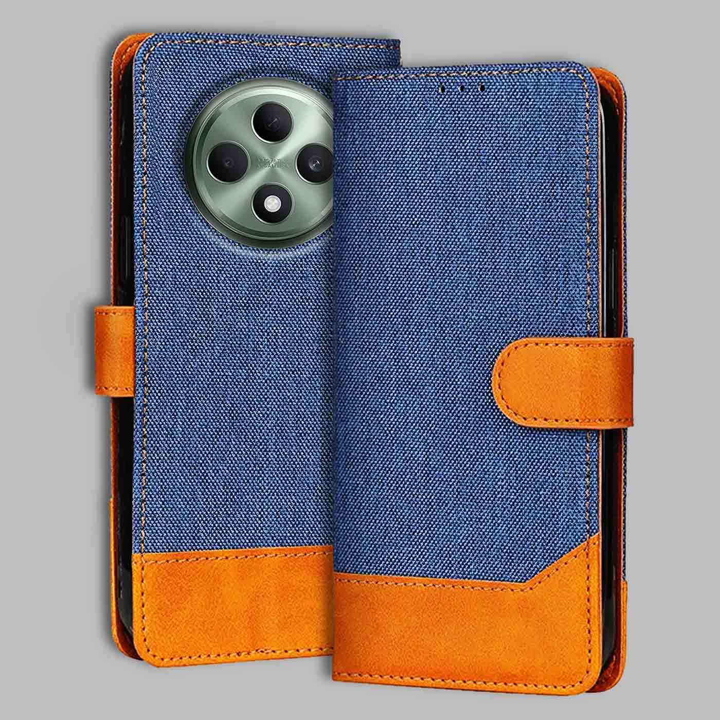 Oppo F27 5G flip cover in Blue — front view by Accesorios