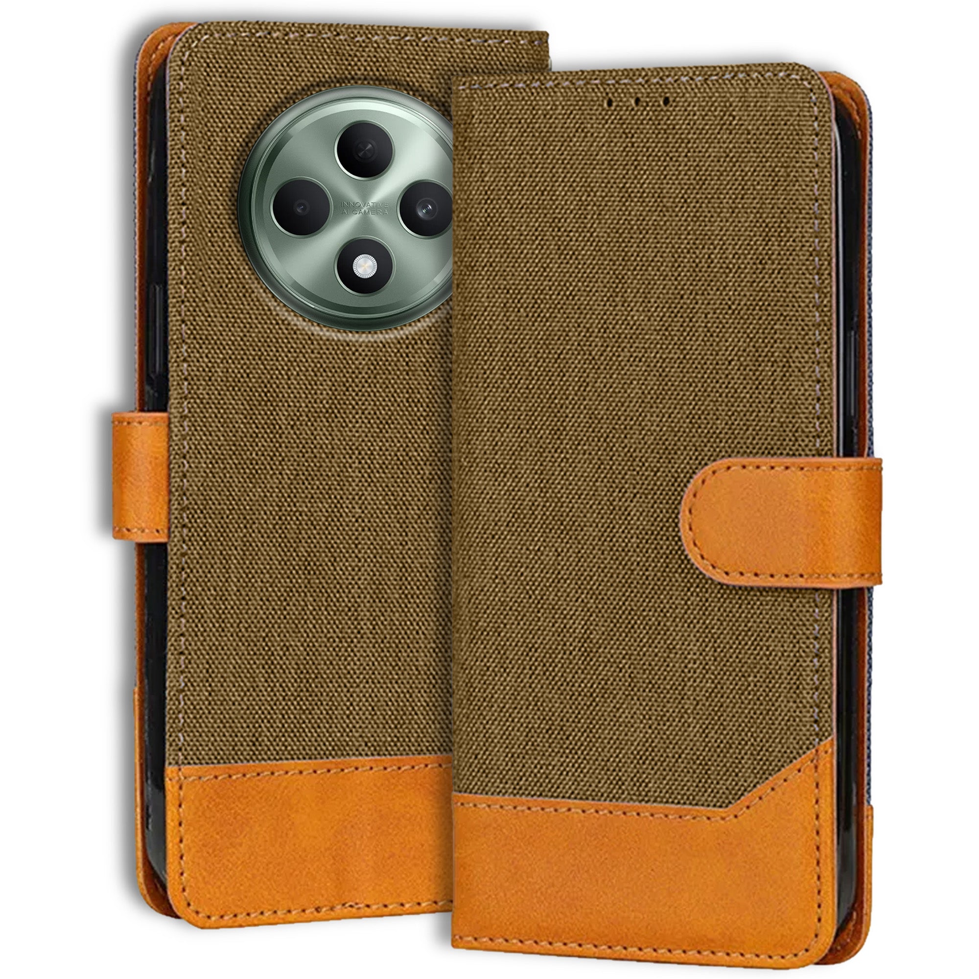 Accesorios Oppo F27 5G denim flip cover – Dark Brown – Image 1 #color_dark brown