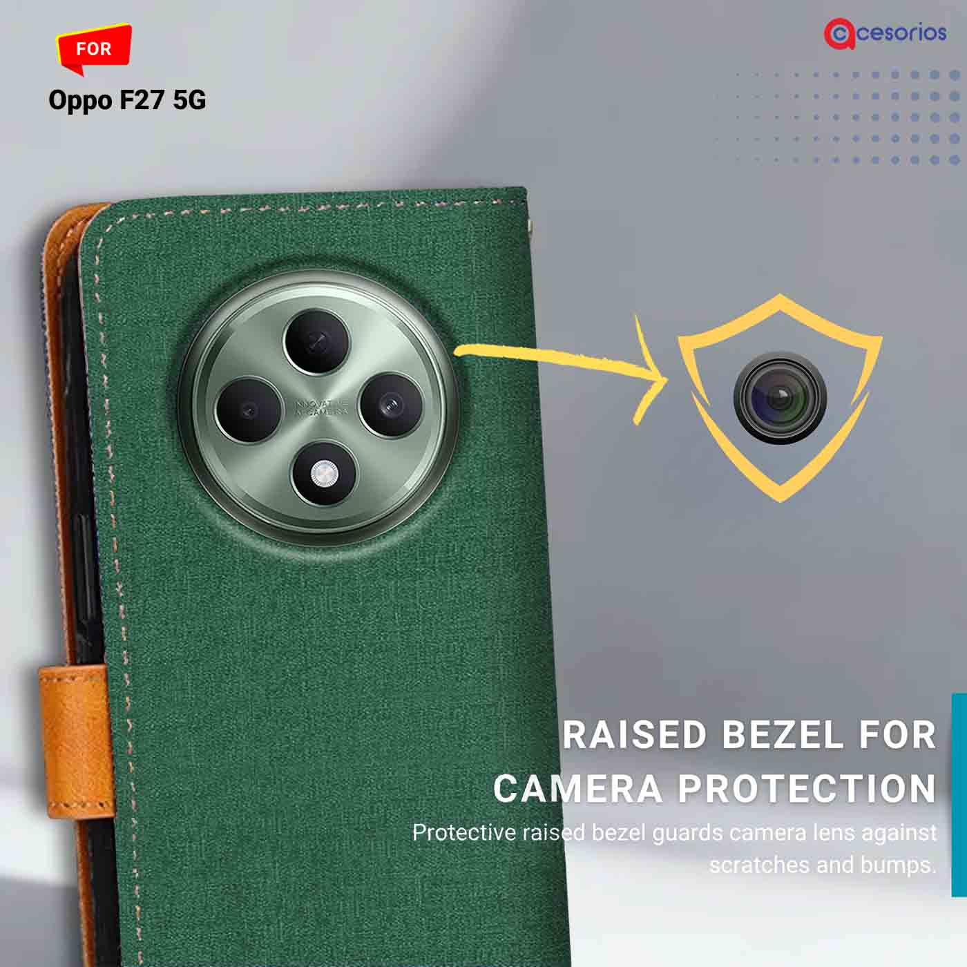 Canvas & Suede back panel — Oppo F27 5G in Green mobile case