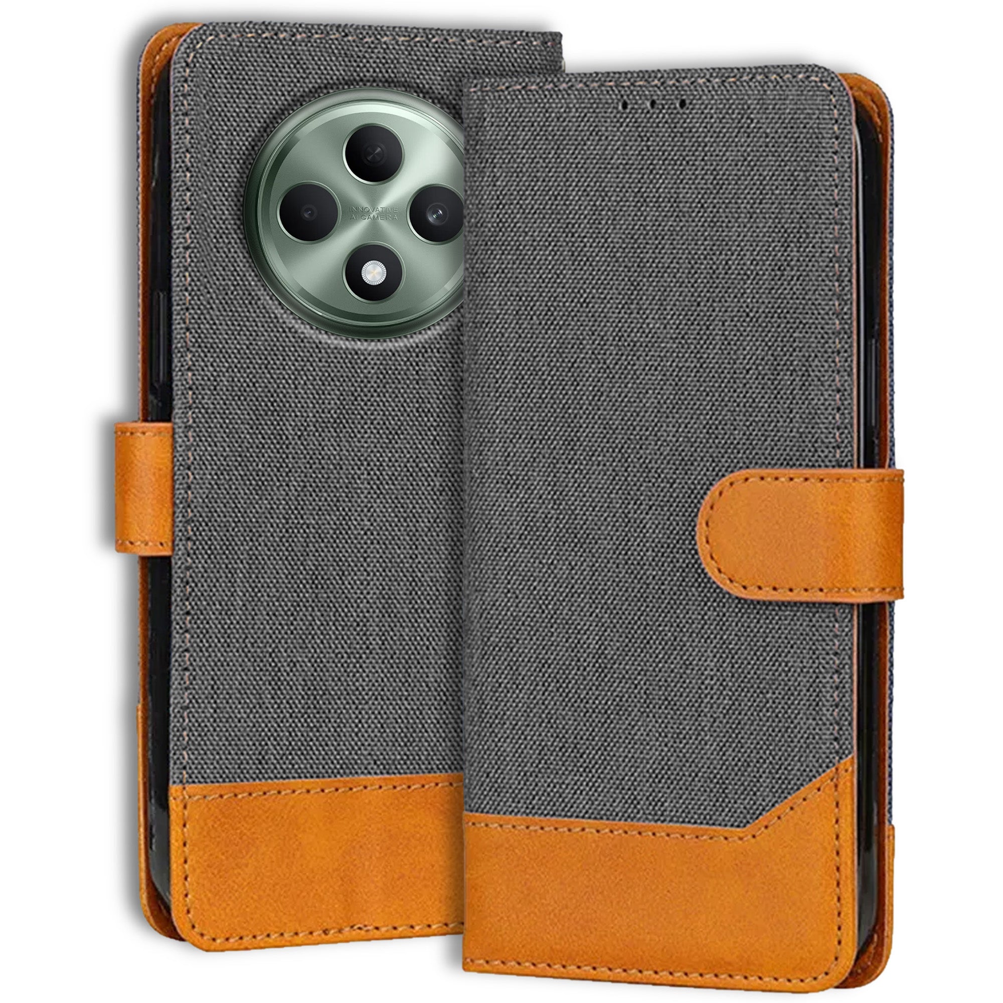 Accesorios Oppo F27 5G denim flip cover – Grey – Image 1 #color_grey