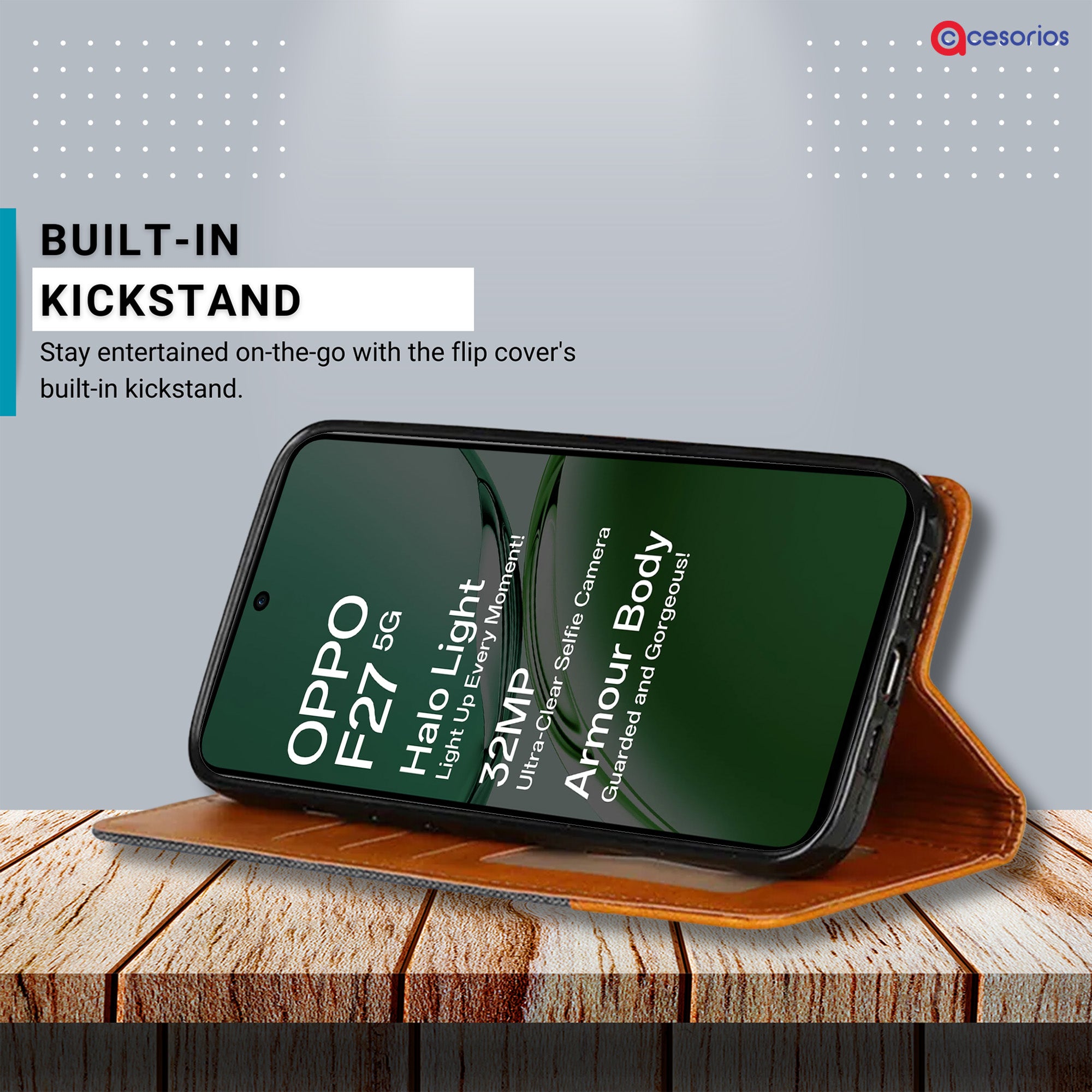 Accesorios Oppo F27 5G denim flip cover – Grey – Image 4 #color_grey
