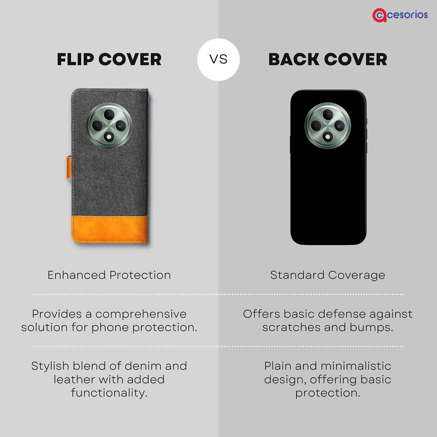 Accesorios Oppo F27 5G denim flip cover – Grey – Image 8 #color_