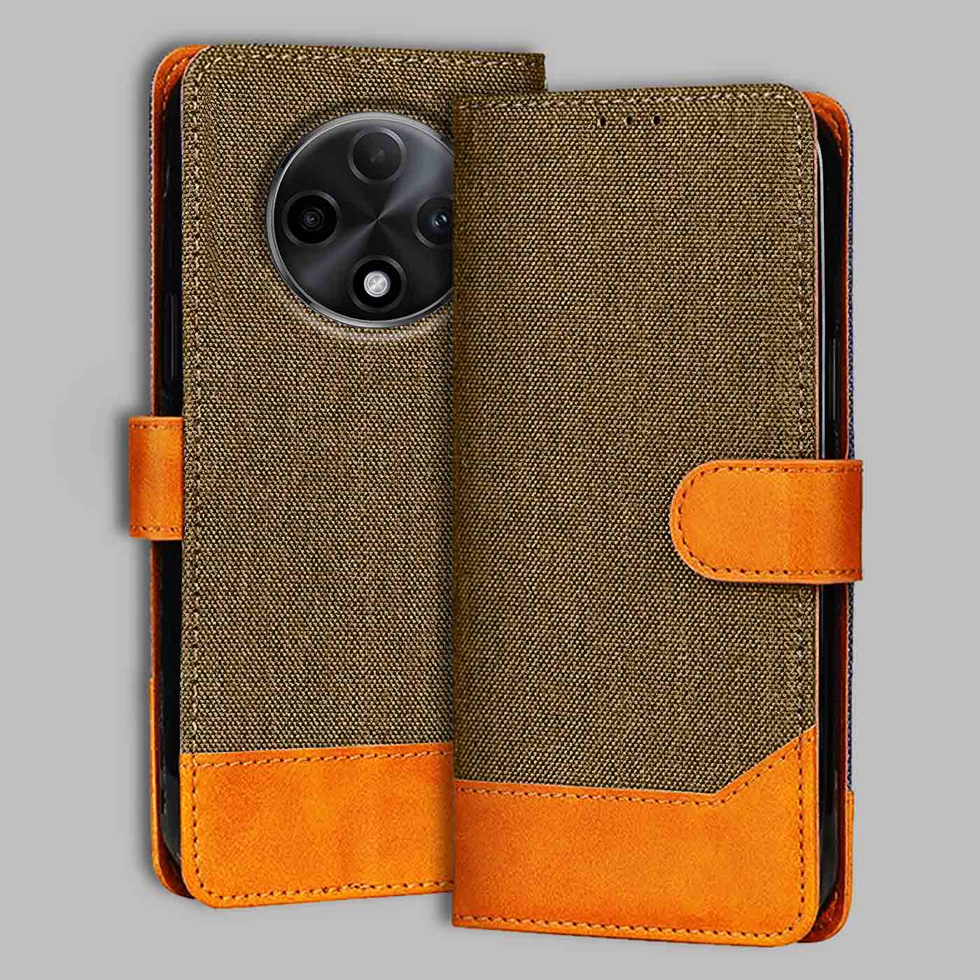 Accesorios Oppo F27 Pro Plus 5G denim flip cover – Dark Brown – Image 1 #color_dark b