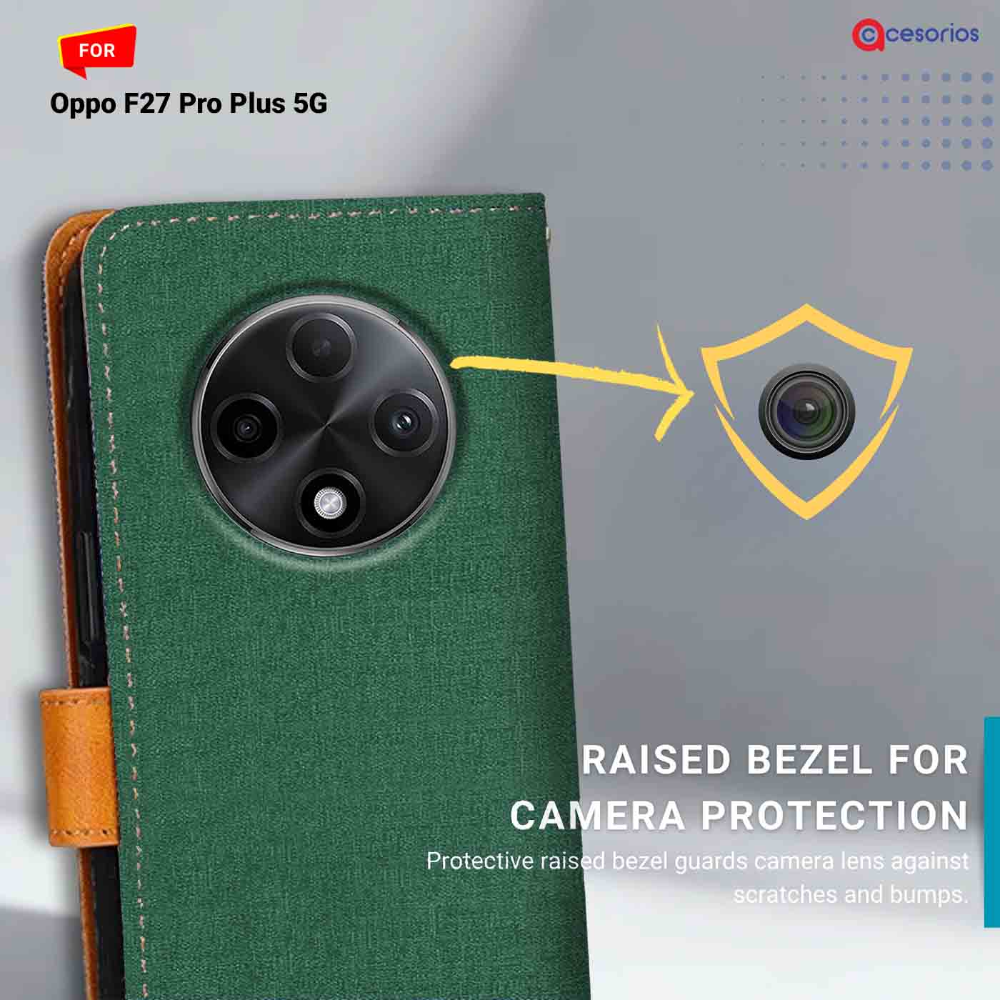 Canvas & Suede back panel — Oppo F27 Pro Plus 5G in Green mobile case