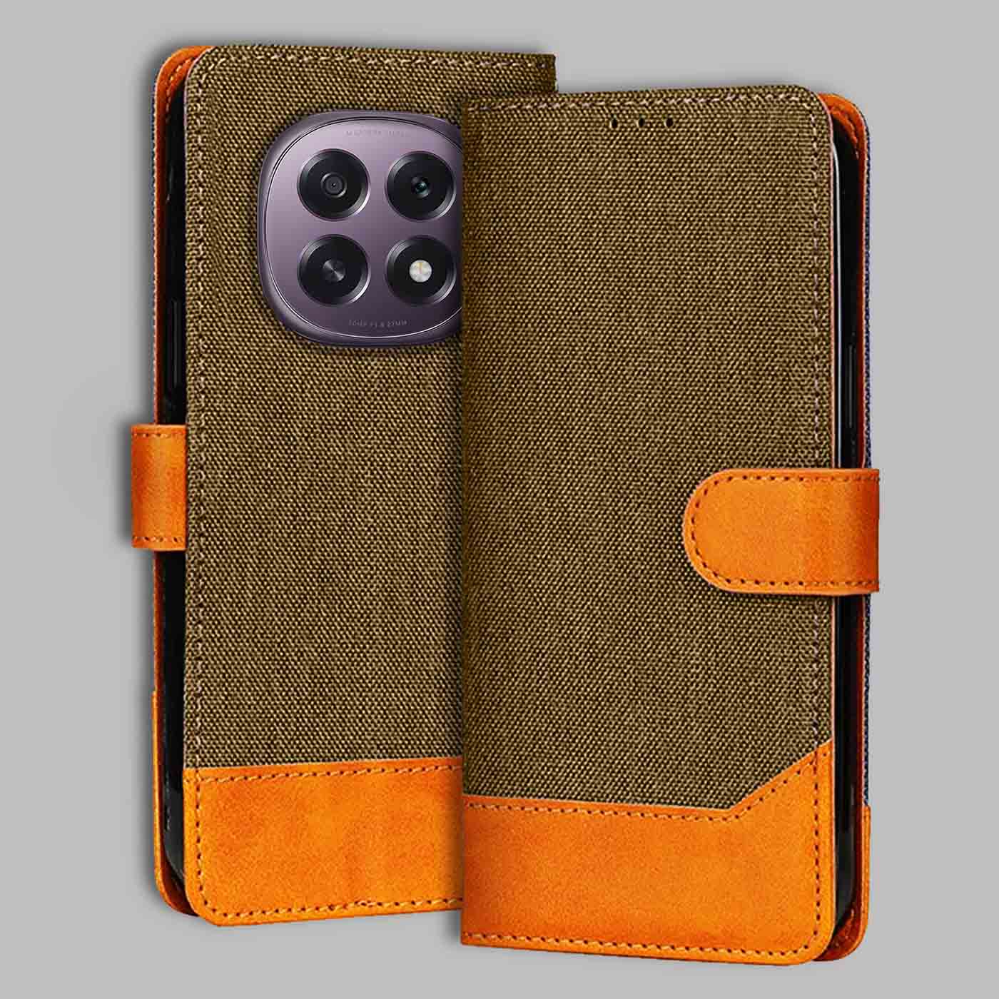 Accesorios Oppo F29 5G denim flip cover – Dark Brown – Image 1 #color_dark b