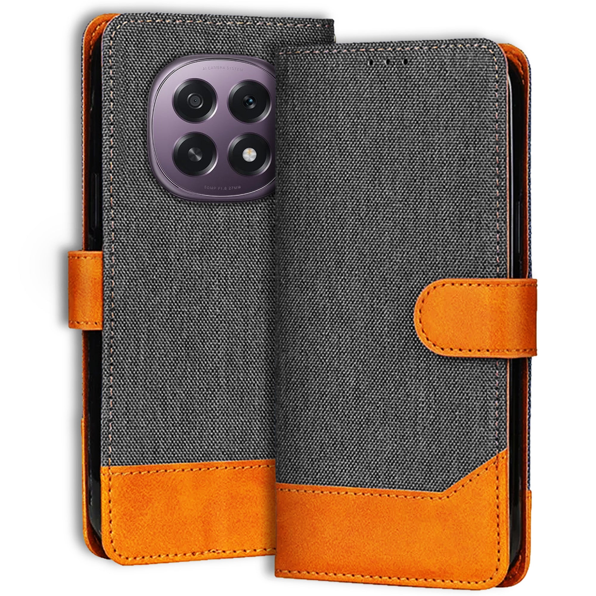 Accesorios Oppo F29 5G denim flip cover – Grey – Image 1 #color_grey