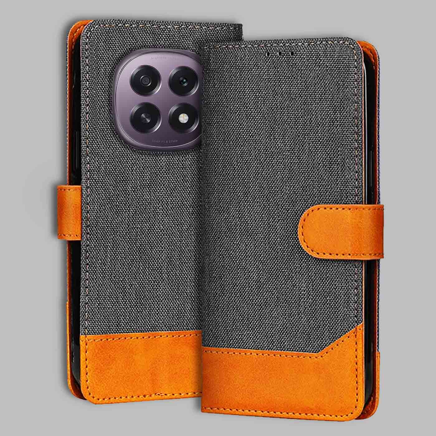 Oppo F29 5G Denim flip cover in Graphite Grey — front view by Accesorios