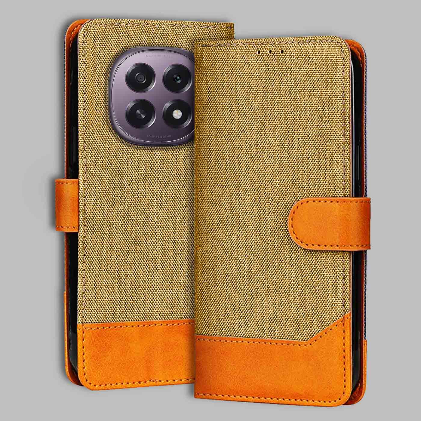 Accesorios Oppo F29 5G denim flip cover – Light Brown – Image 1 #color_light b