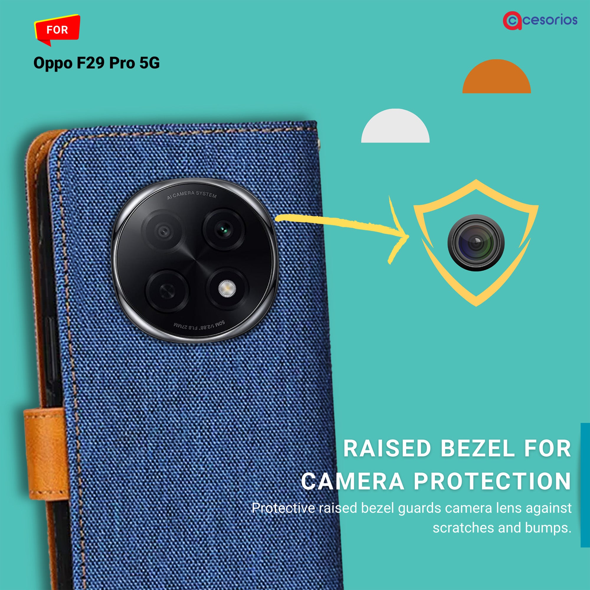 Accesorios Oppo F29 Pro 5G denim flip cover – Blue – Image 2 #color_blue