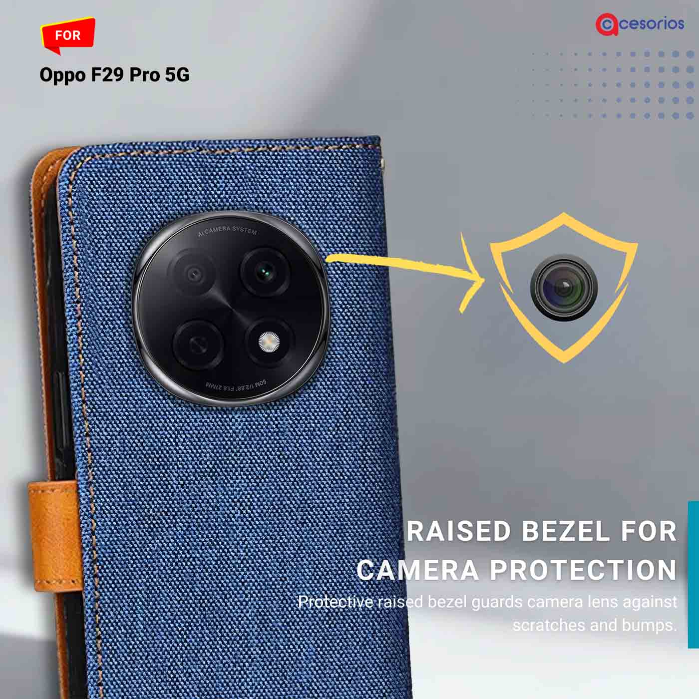 Accesorios Oppo F29 Pro 5G denim flip cover – Blue – Image 2 #color_