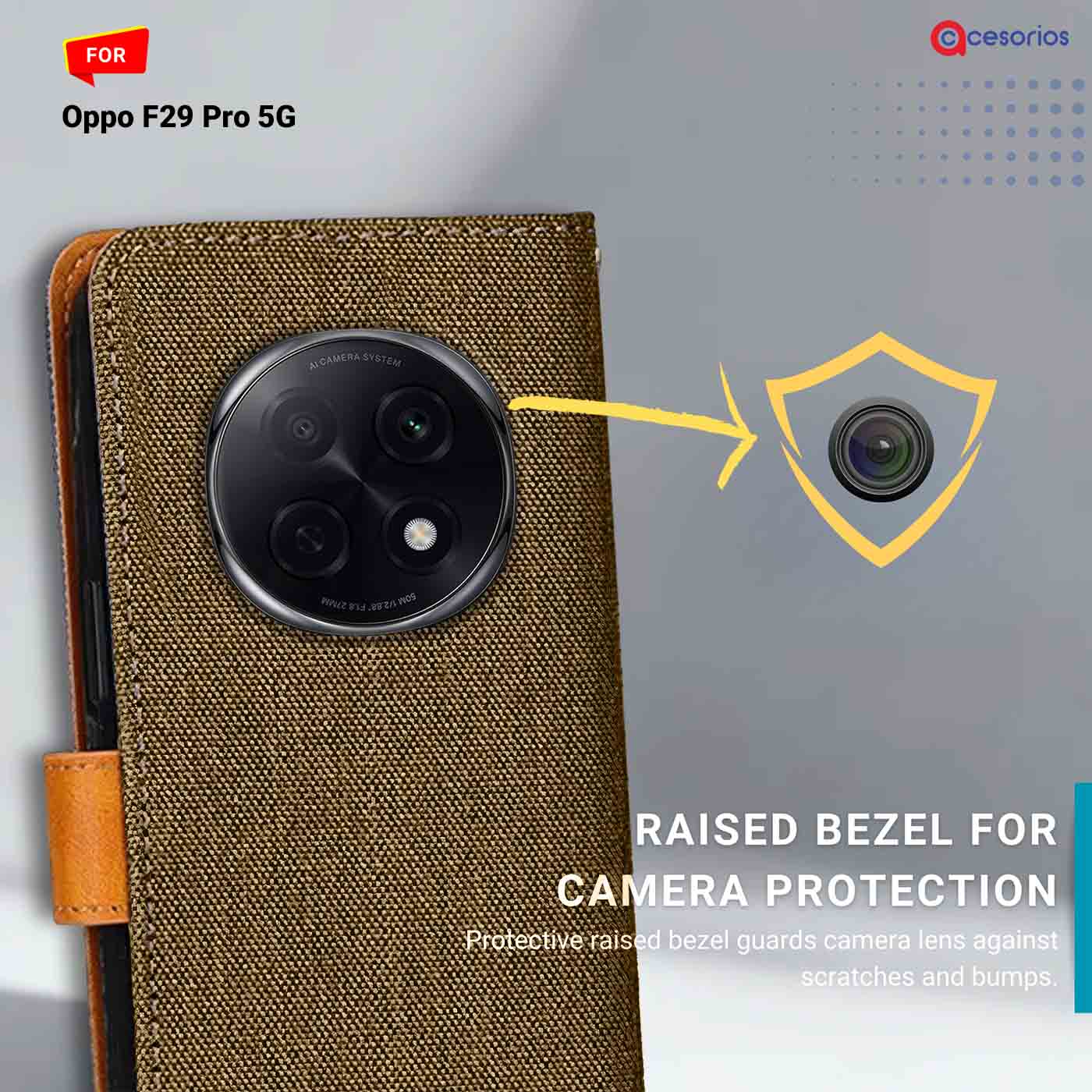 Accesorios Oppo F29 Pro 5G denim flip cover – Dark Brown – Image 2 #color_dark b