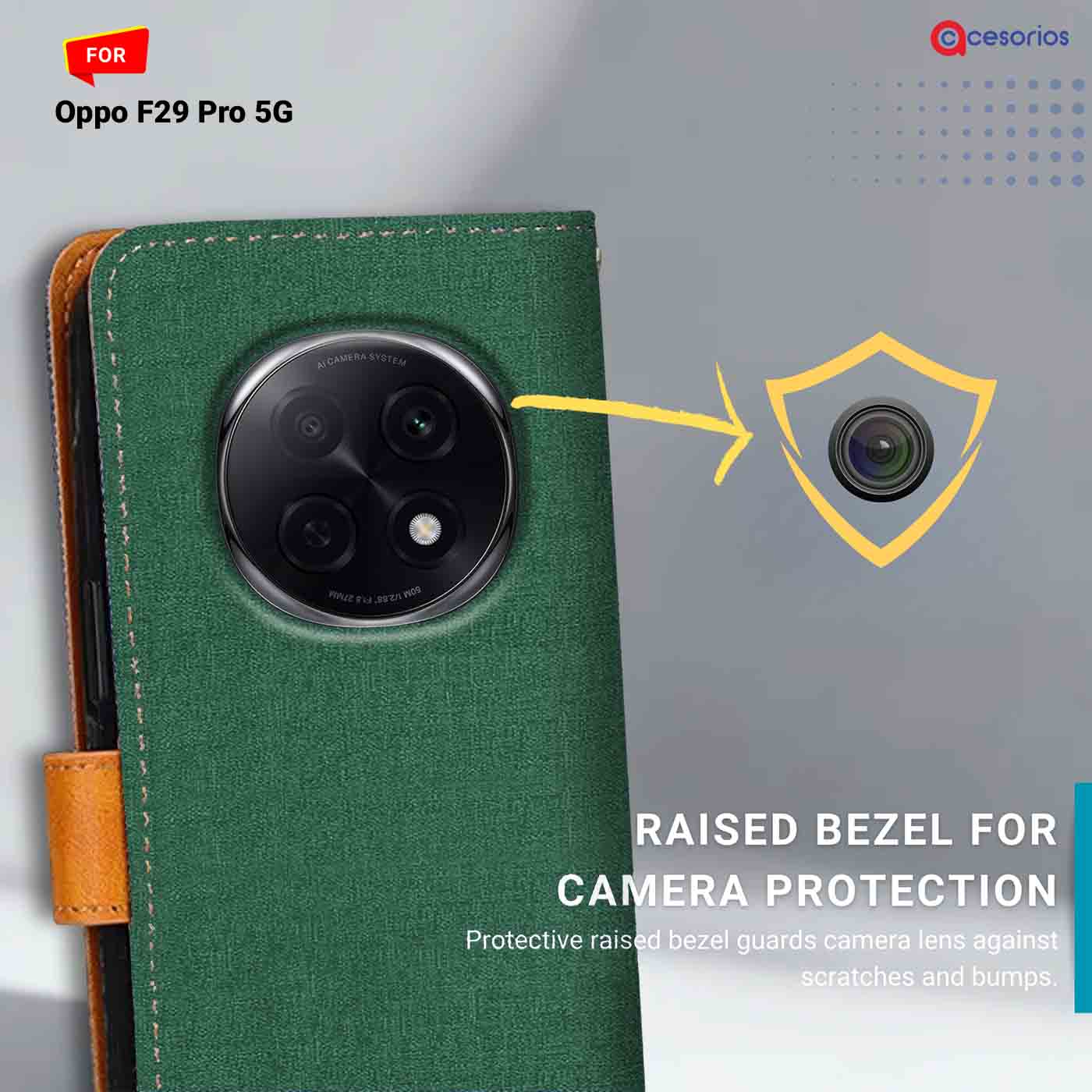 Canvas & Suede back panel — Oppo F29 Pro 5G in Green mobile case