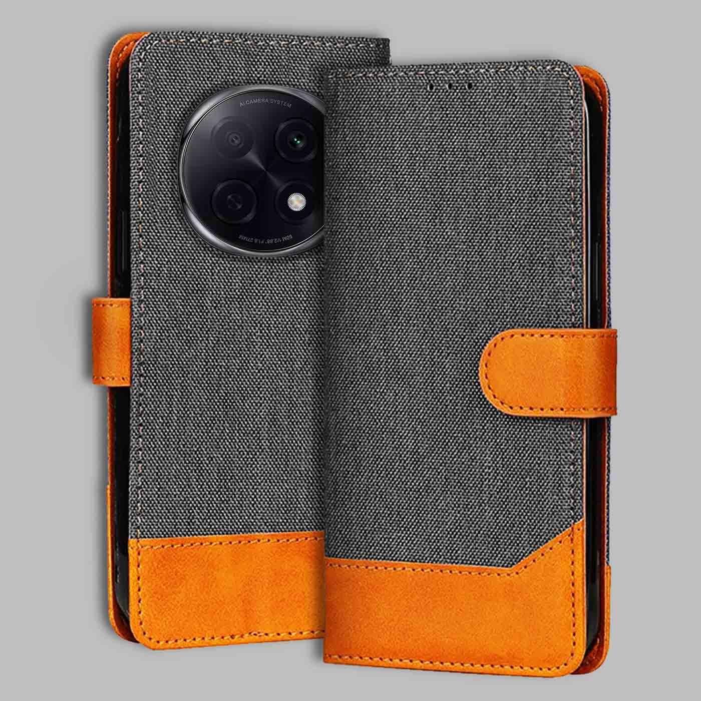 Oppo F29 Pro 5G flip cover in Grey — front view by Accesorios