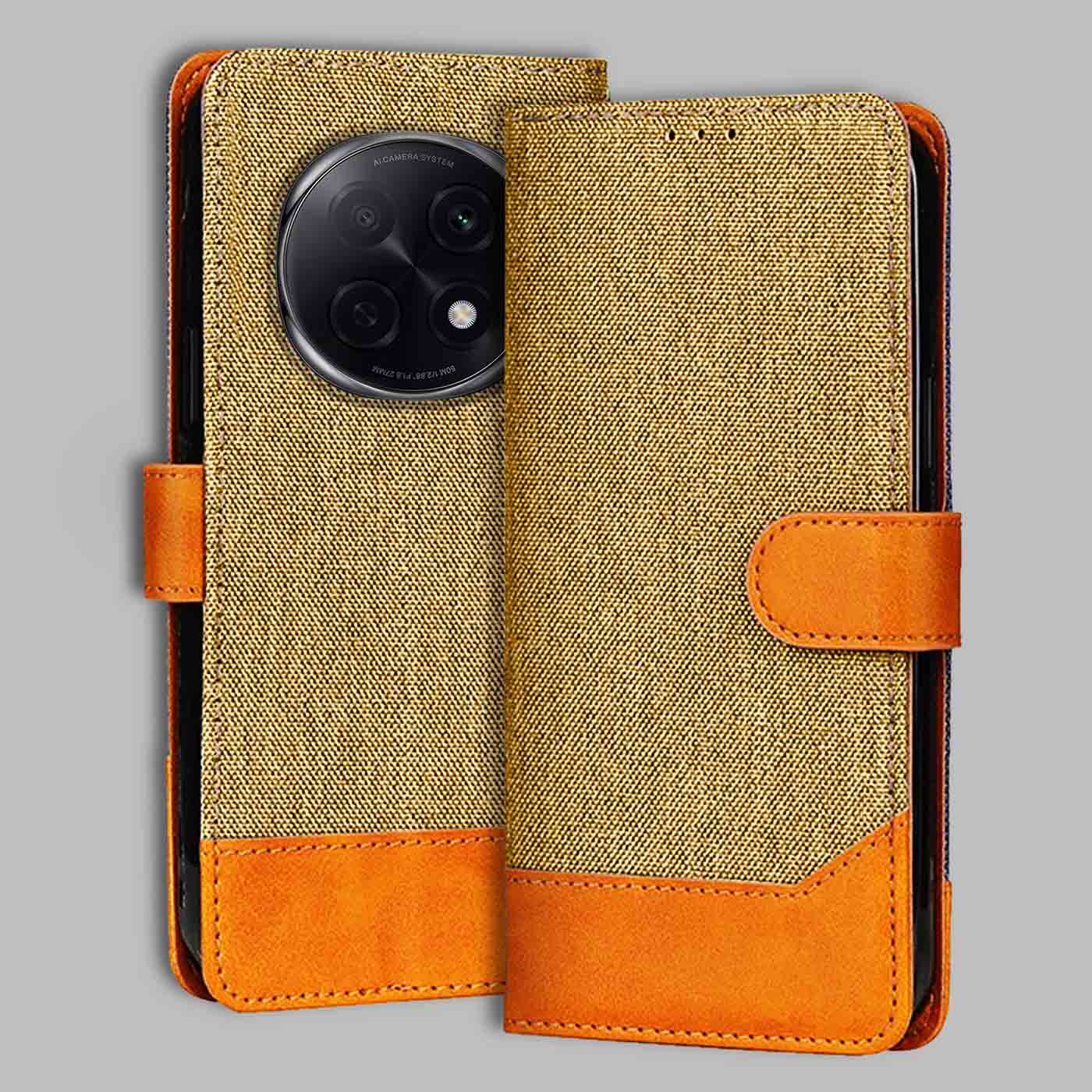 Accesorios Oppo F29 Pro 5G denim flip cover – Light Brown – Image 1 #color_light b