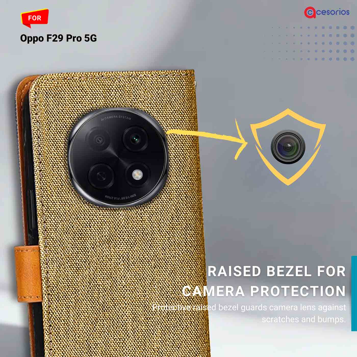 Accesorios Oppo F29 Pro 5G denim flip cover – Light Brown – Image 2 #color_light b