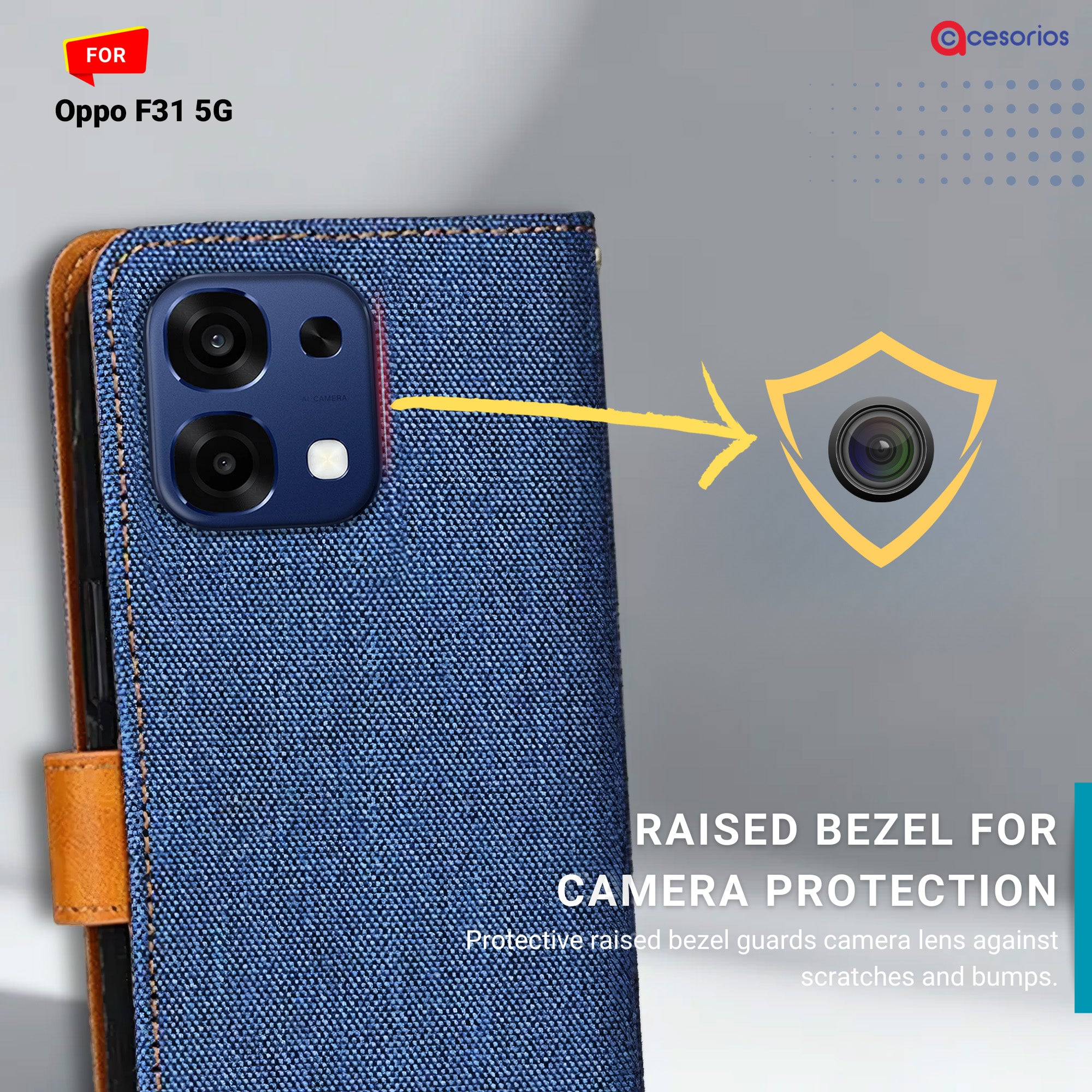 Accesorios Oppo F31 5G denim flip cover – Blue – Image 2 #color_