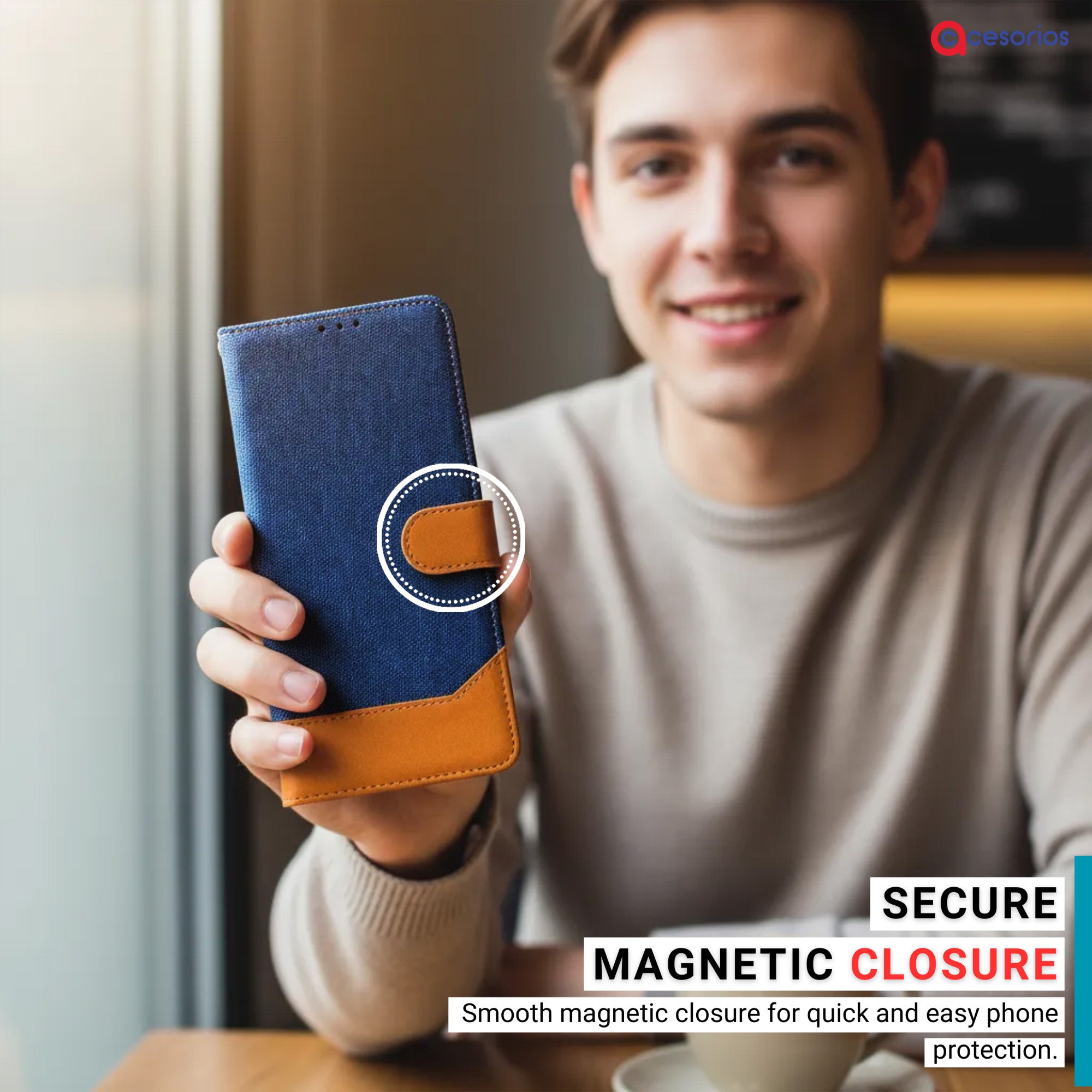 Accesorios Oppo F31 5G denim flip cover – Blue – Image 6 #color_