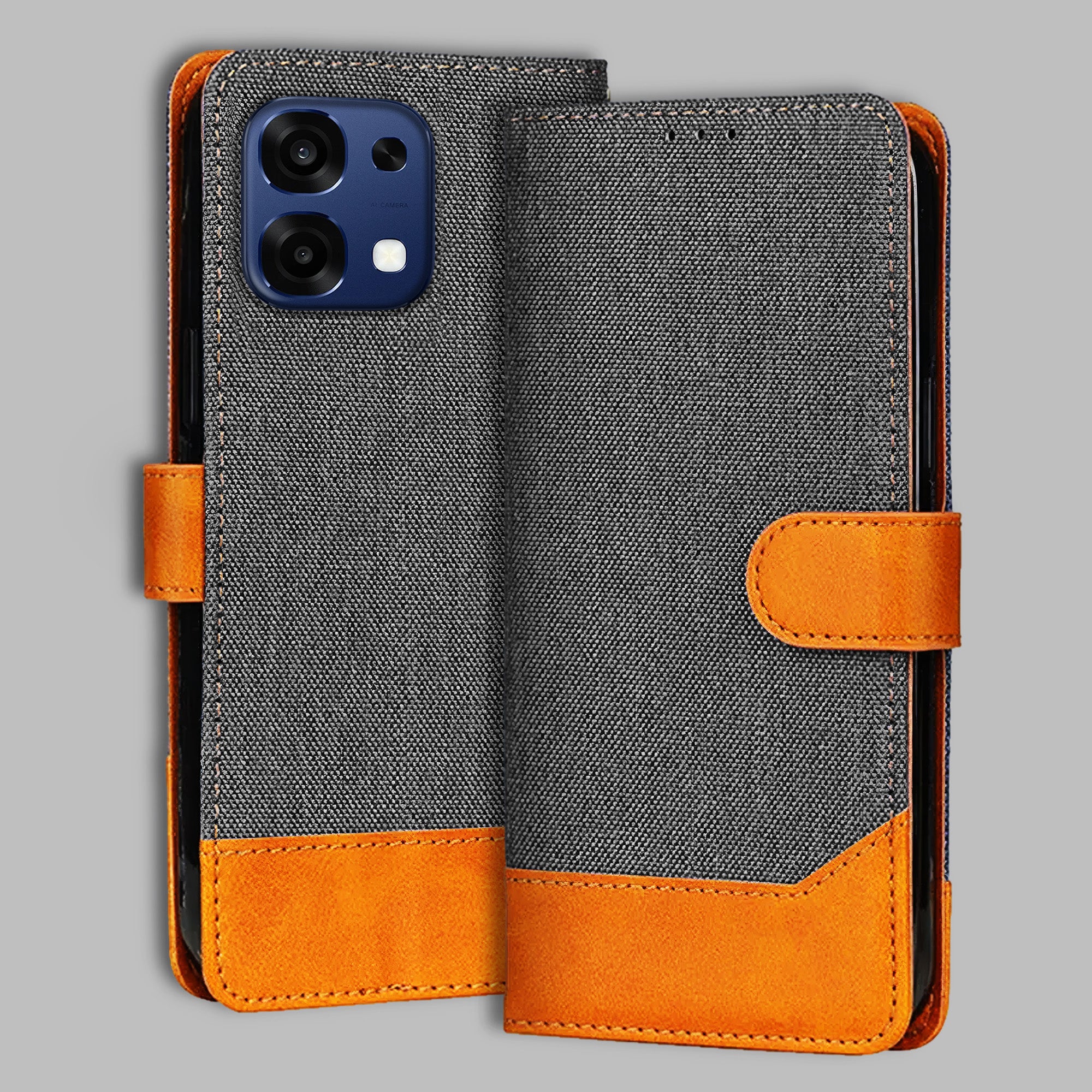 Accesorios Oppo F31 5G denim flip cover – Grey – Image 1 #color_
