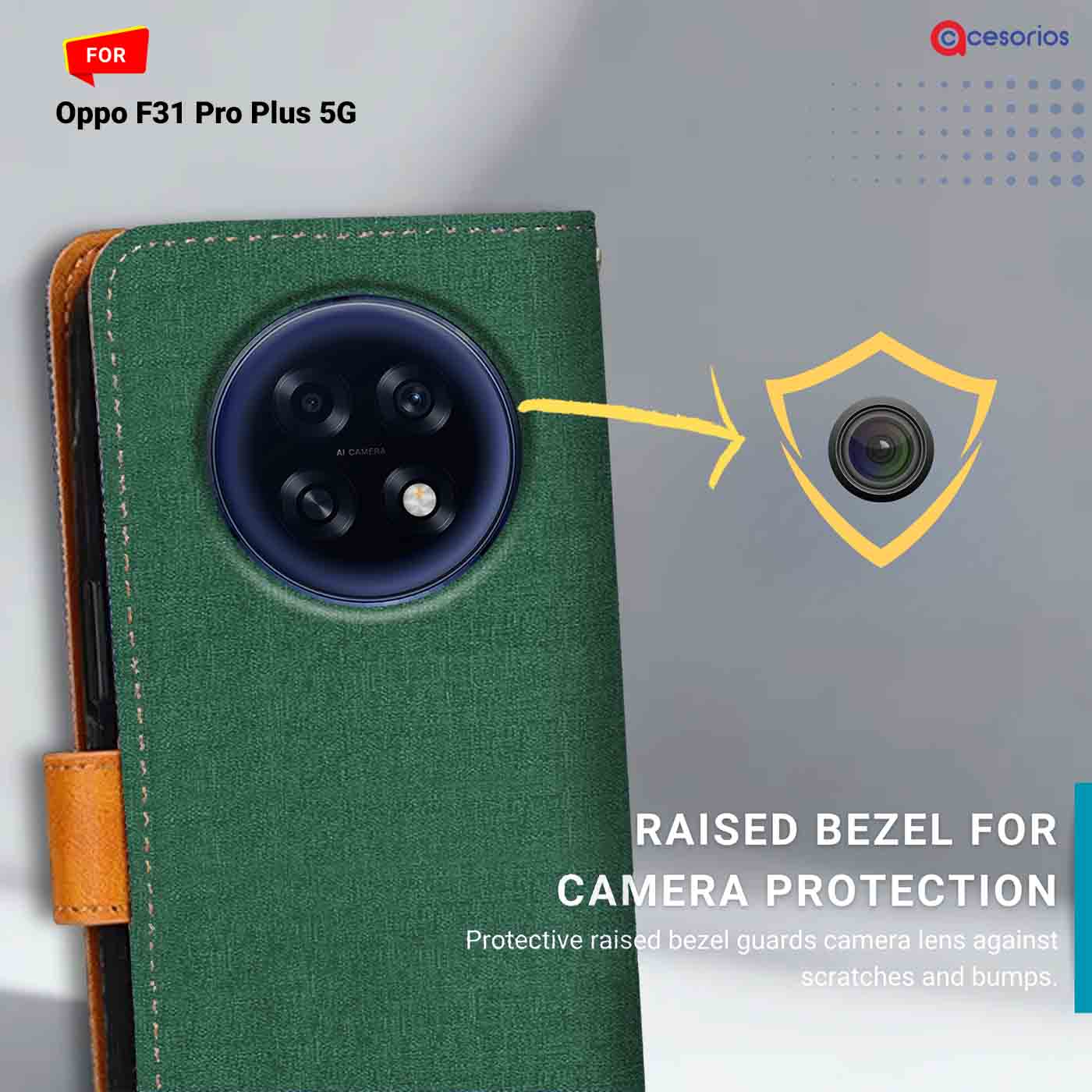 Canvas & Suede back panel — Oppo F31 Pro Plus 5G in Green mobile case