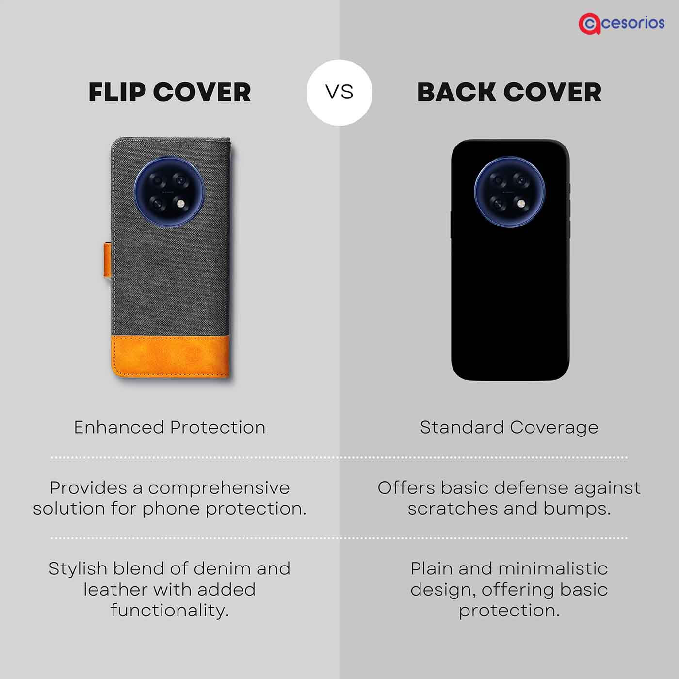 Accesorios Oppo F31 Pro Plus 5G denim flip cover – Grey – Image 8 #color_