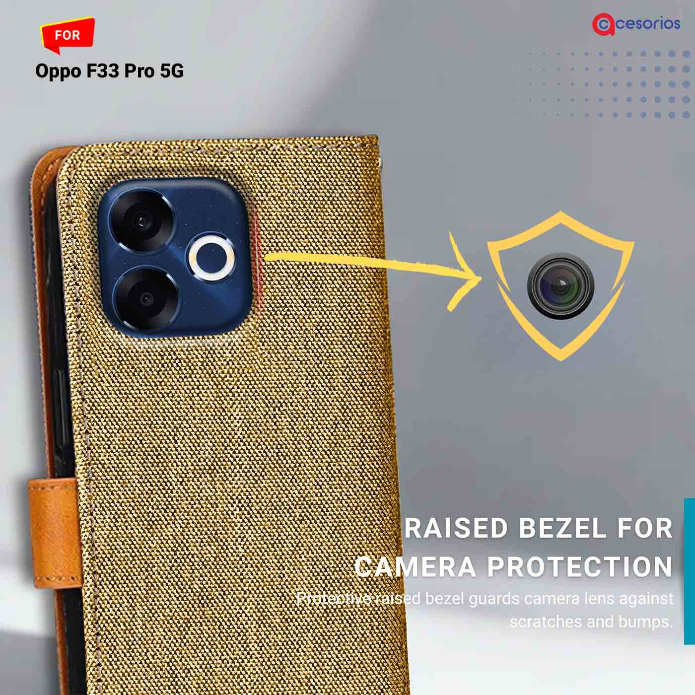 Denim & Leather back panel — Oppo F33 Pro 5G mobile case