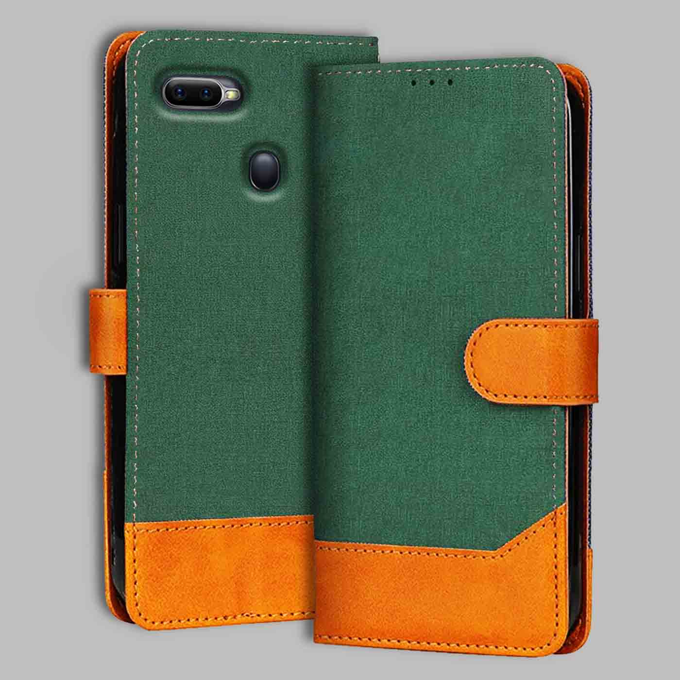 Accesorios Oppo F9 denim flip cover – Green – Image 1 #color_g