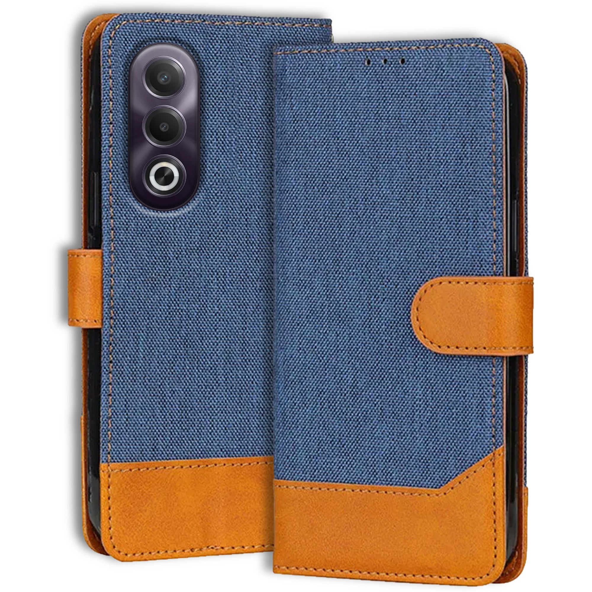 Accesorios Oppo K12X 5G denim flip cover – Blue – Image 1 #color_blue