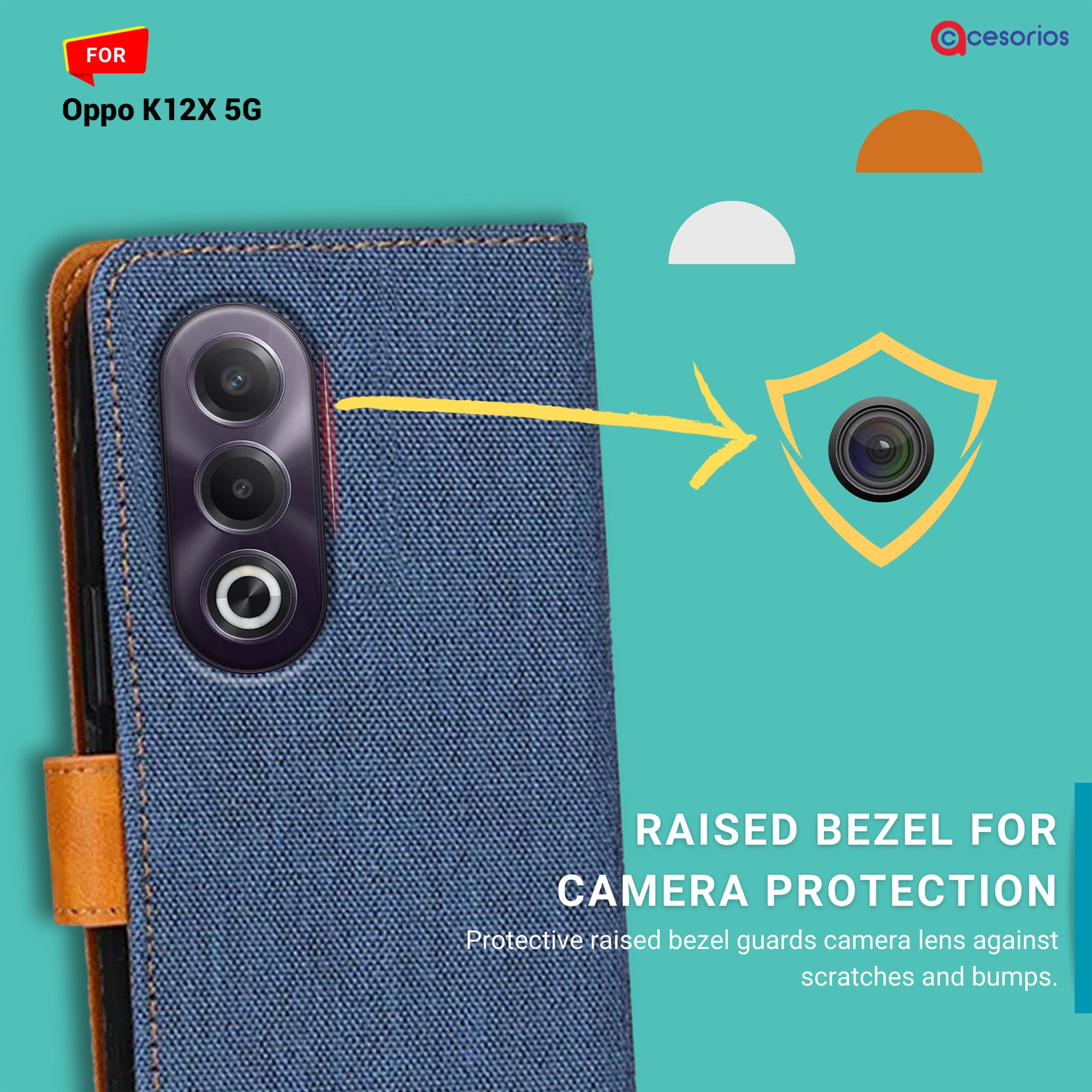 Accesorios Oppo K12X 5G denim flip cover – Blue – Image 2 #color_blue
