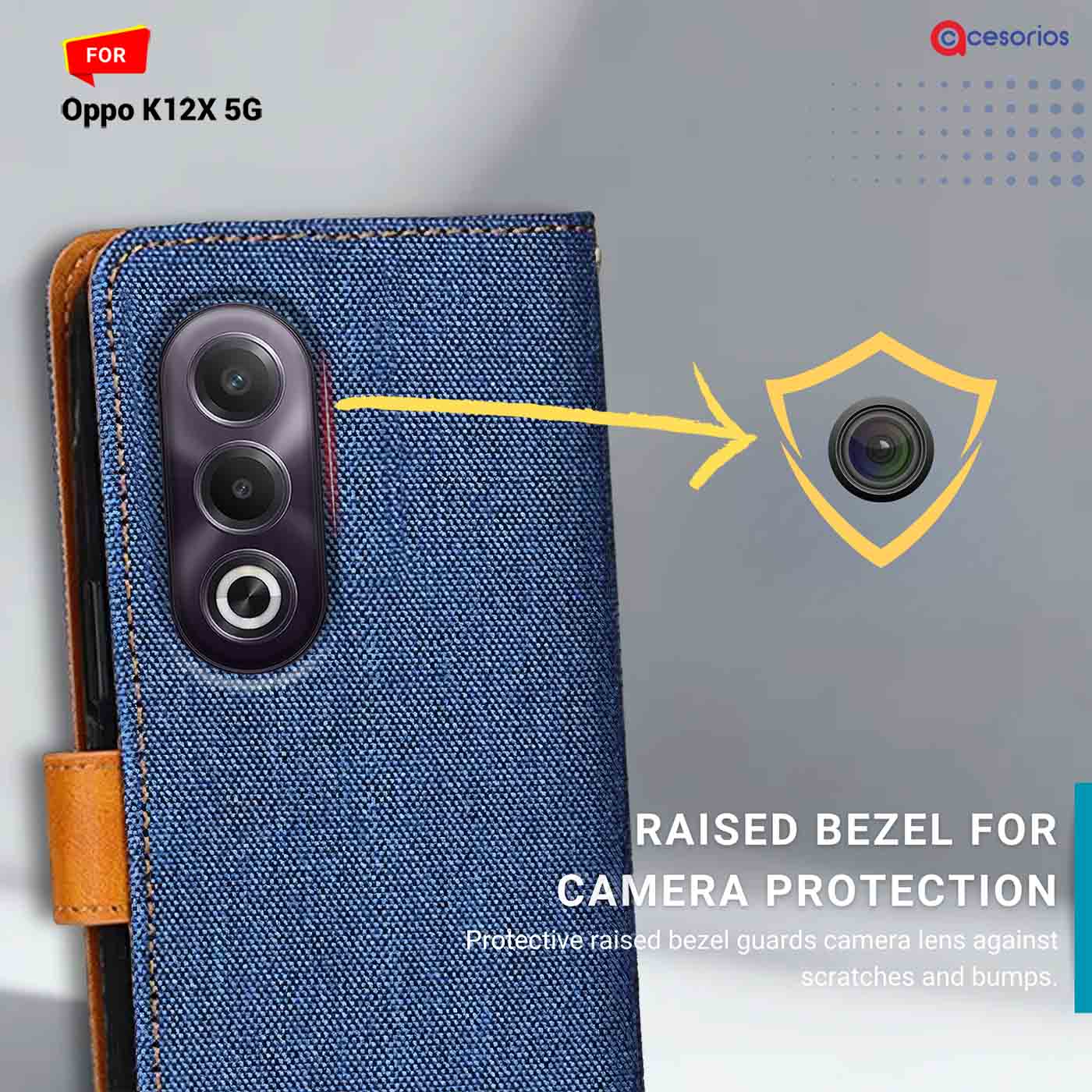 Denim & Leather back panel — Oppo K12X 5G in Blue mobile case