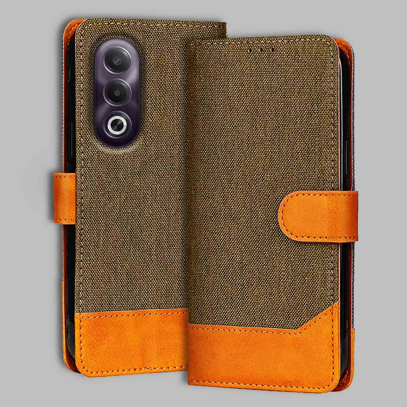 Accesorios Oppo K12X 5G denim flip cover – Dark Brown – Image 1 #color_dark b