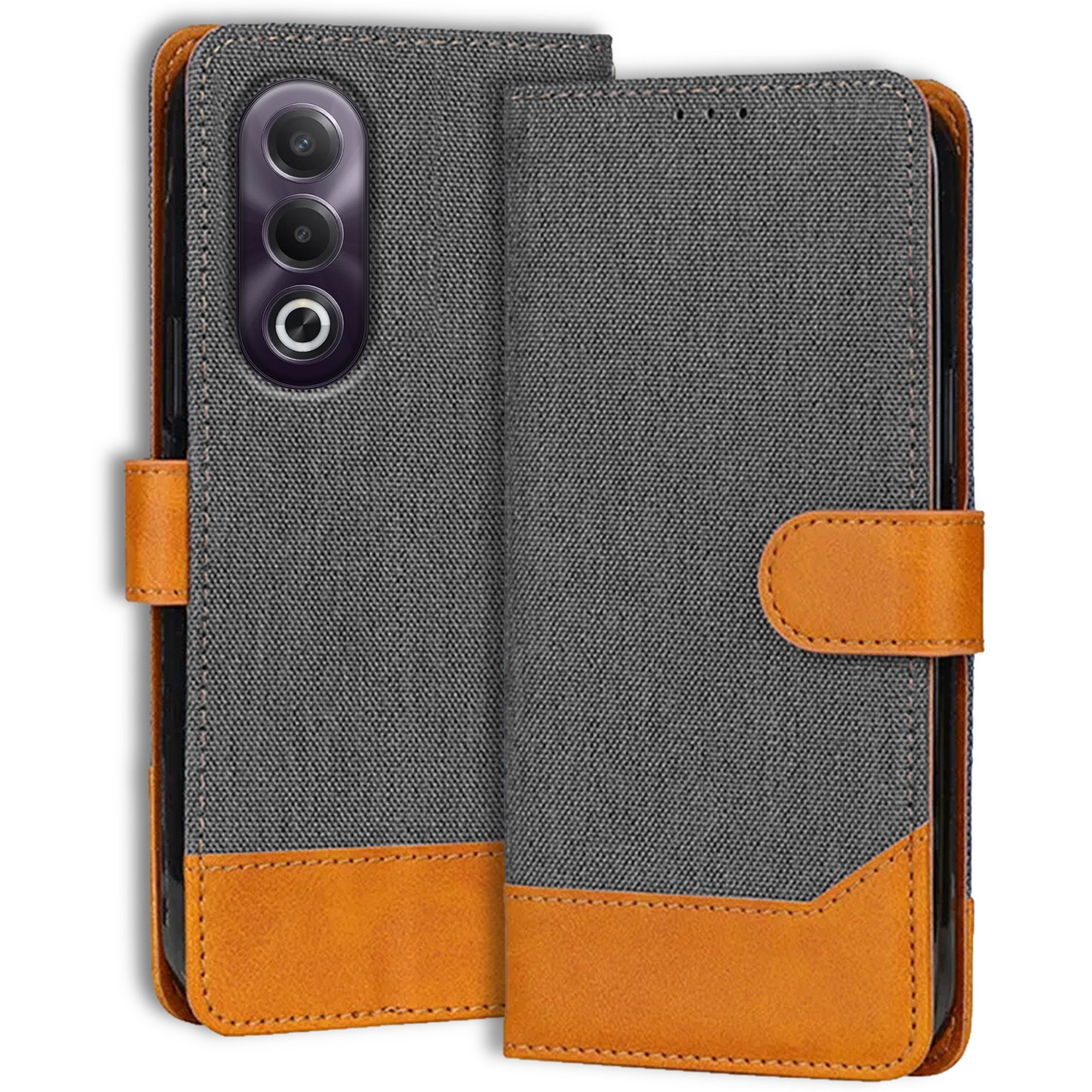 Accesorios Oppo K12X 5G denim flip cover – Grey – Image 1 #color_grey