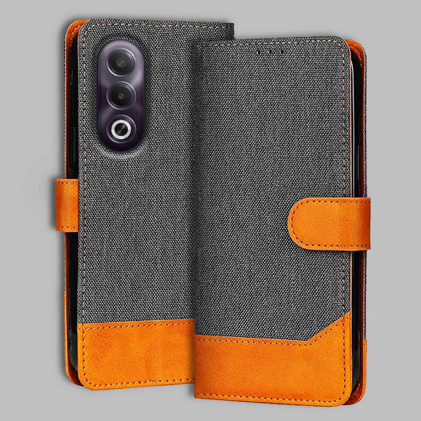Accesorios Oppo K12X 5G denim flip cover – Grey – Image 1 #color_