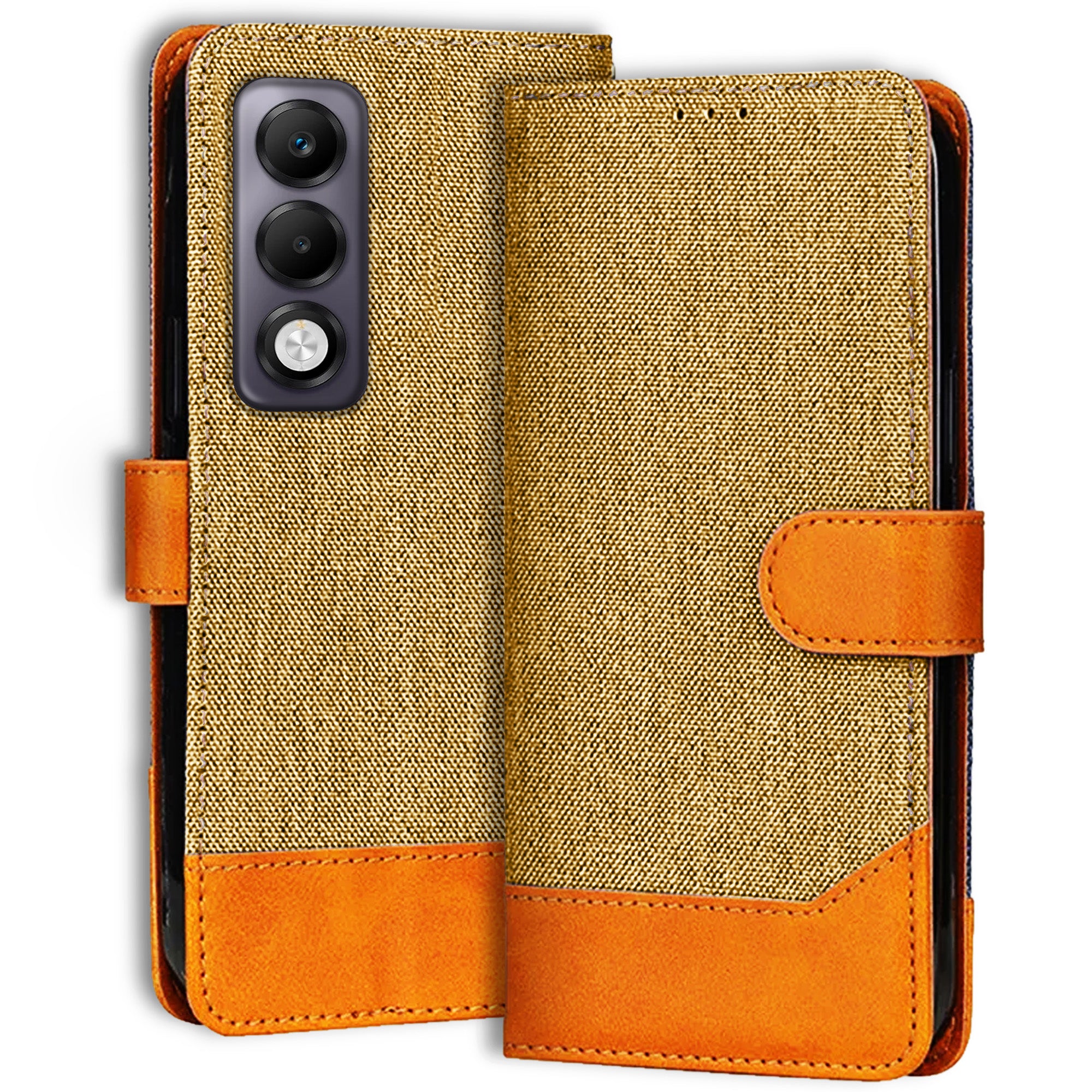 Accesorios Oppo K13X 5G denim flip cover – Light Brown – Image 1 #color_light brown