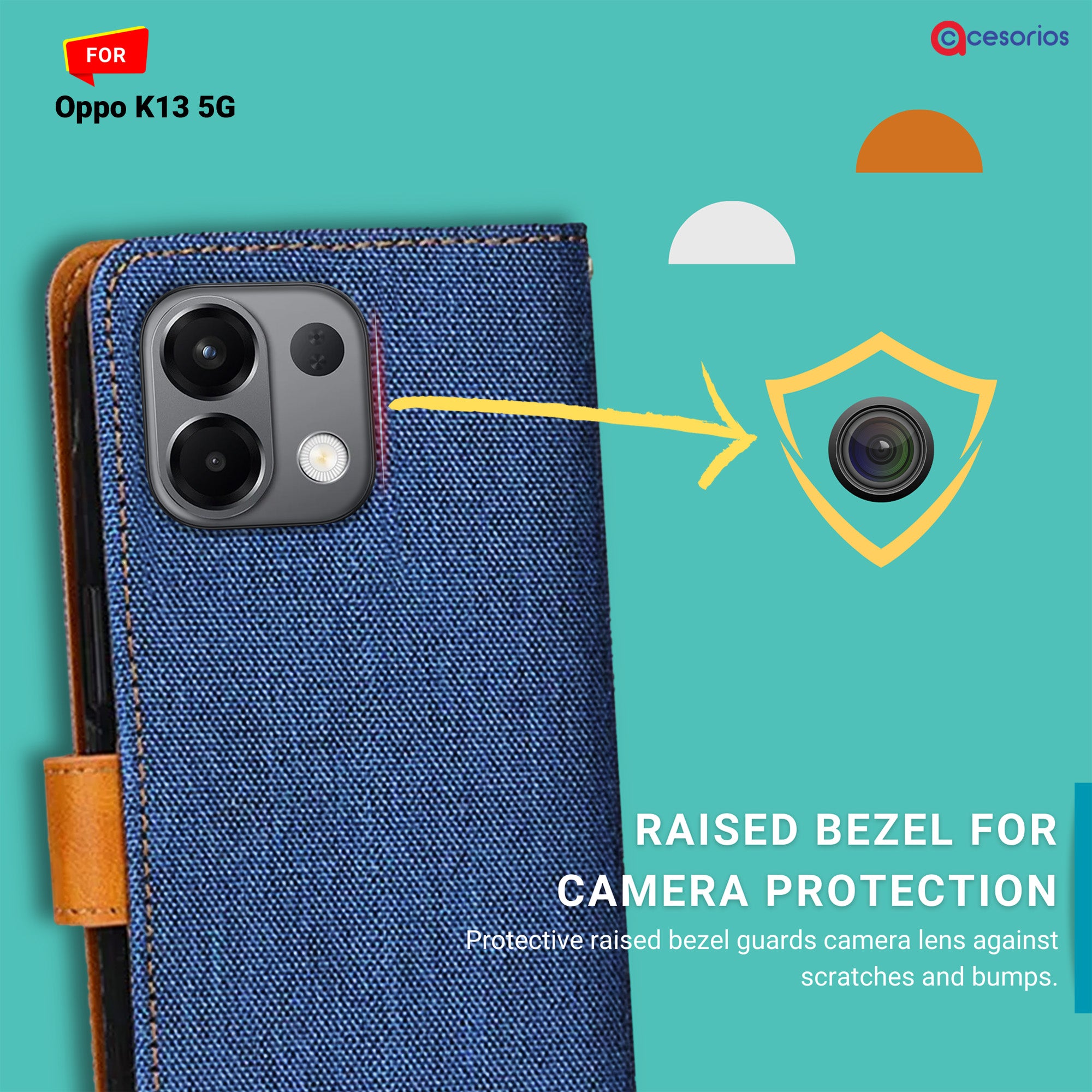 Accesorios Oppo K13 5G denim flip cover – Blue – Image 2 #color_blue