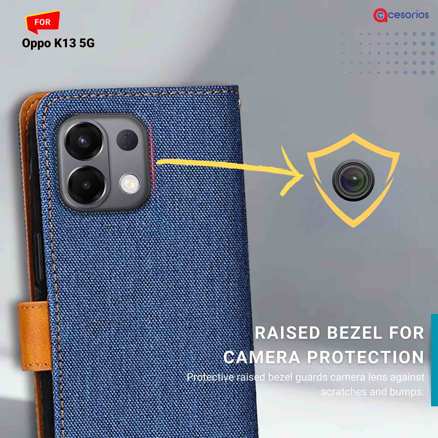 Denim & Leather back panel — Oppo K13 5G in Blue mobile case