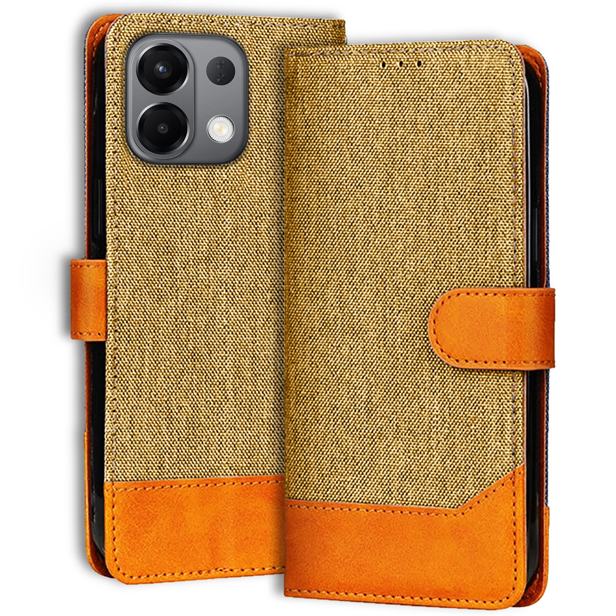 Accesorios Oppo K13 5G denim flip cover – Light Brown – Image 1 #color_light brown