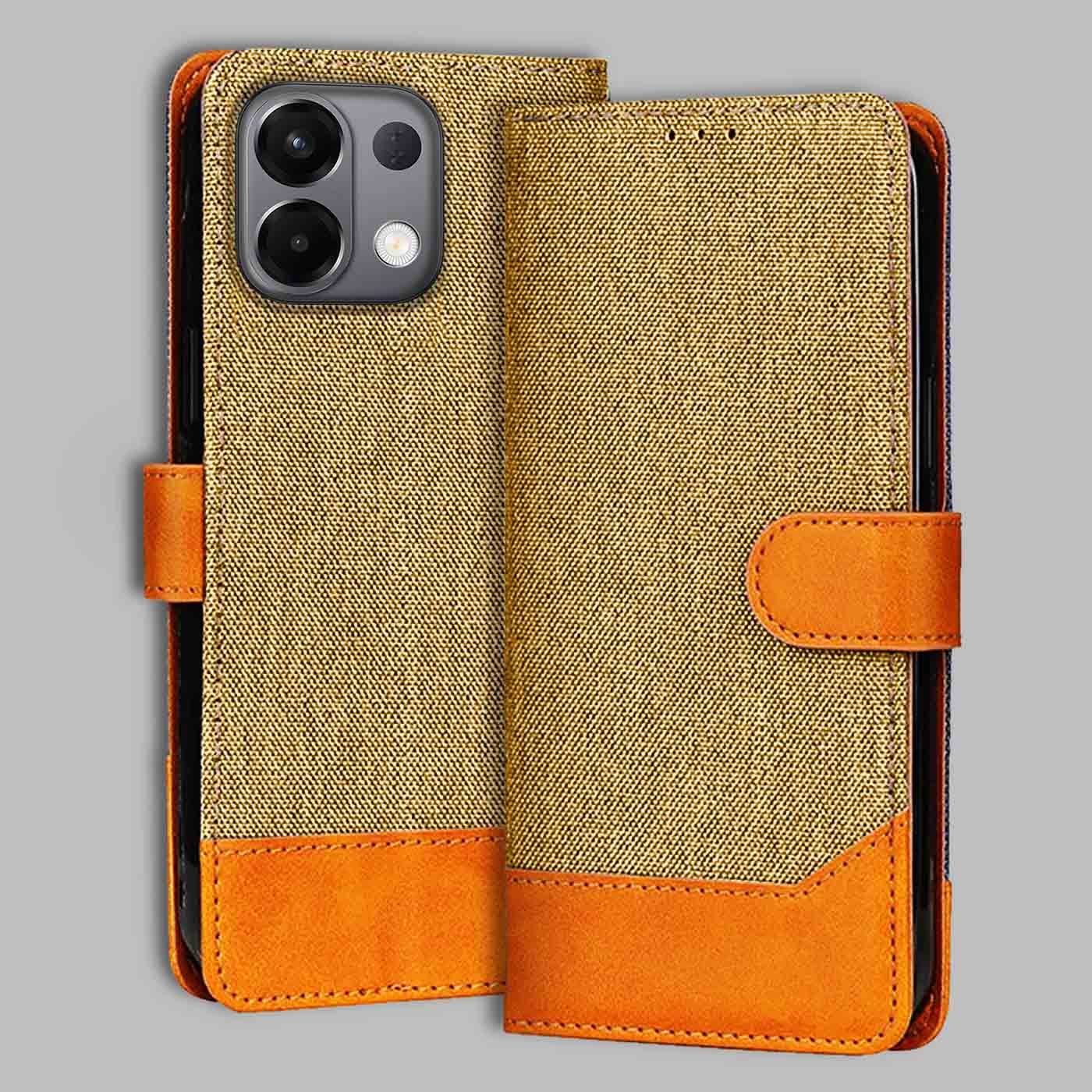 Accesorios Oppo K13 5G denim flip cover – Light Brown – Image 1 #color_light b