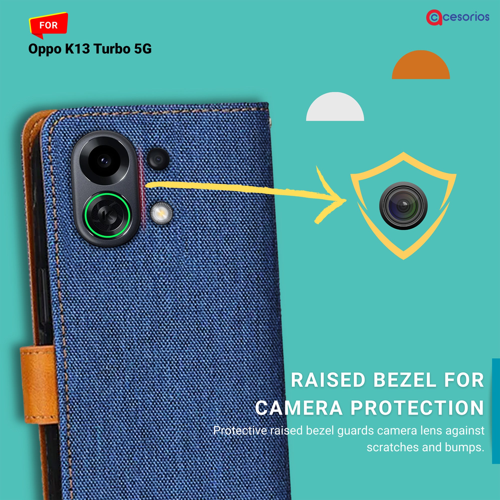 Accesorios Oppo K13 Turbo 5G denim flip cover – Blue – Image 2 #color_blue
