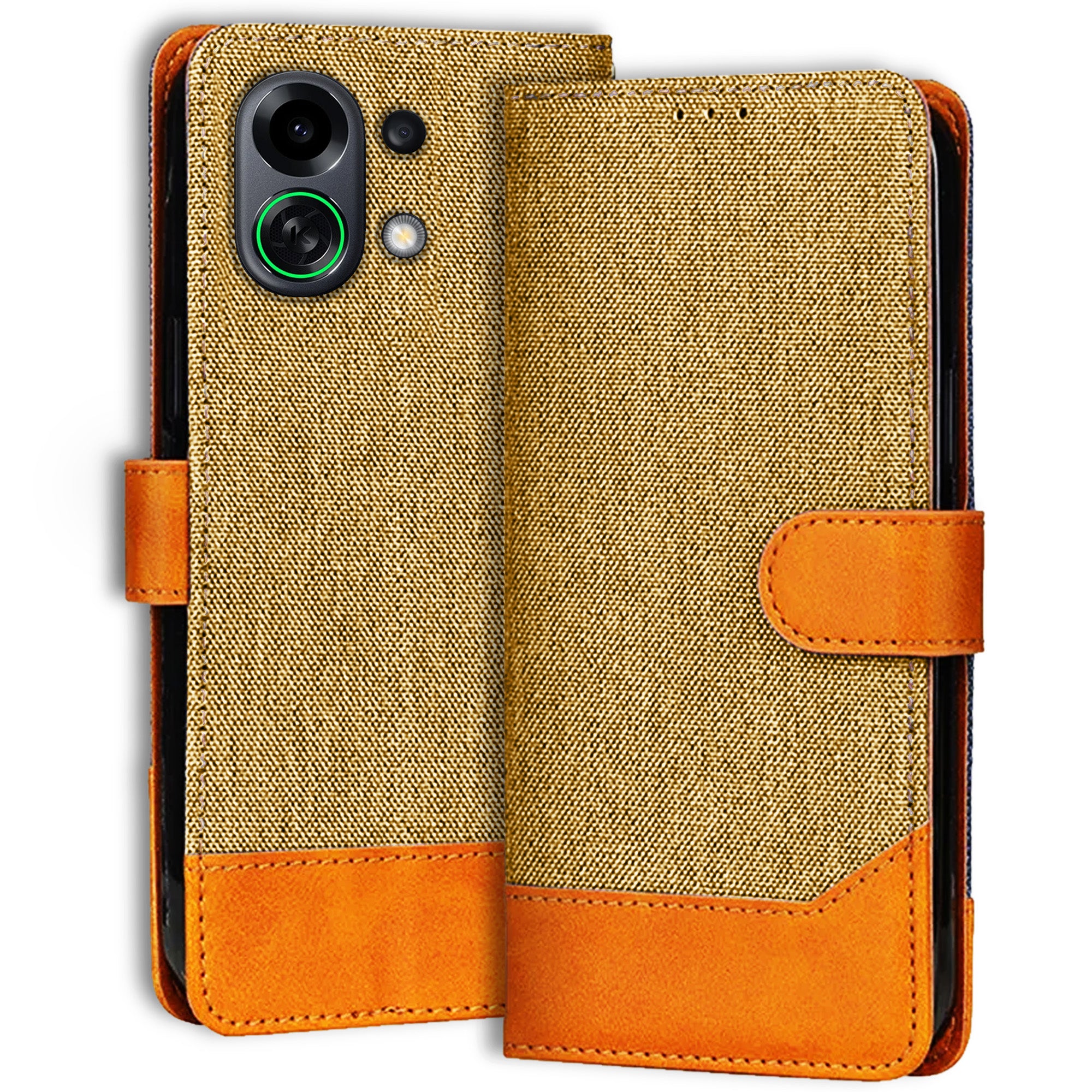 Accesorios Oppo K13 Turbo 5G denim flip cover – Light Brown – Image 1 #color_light brown