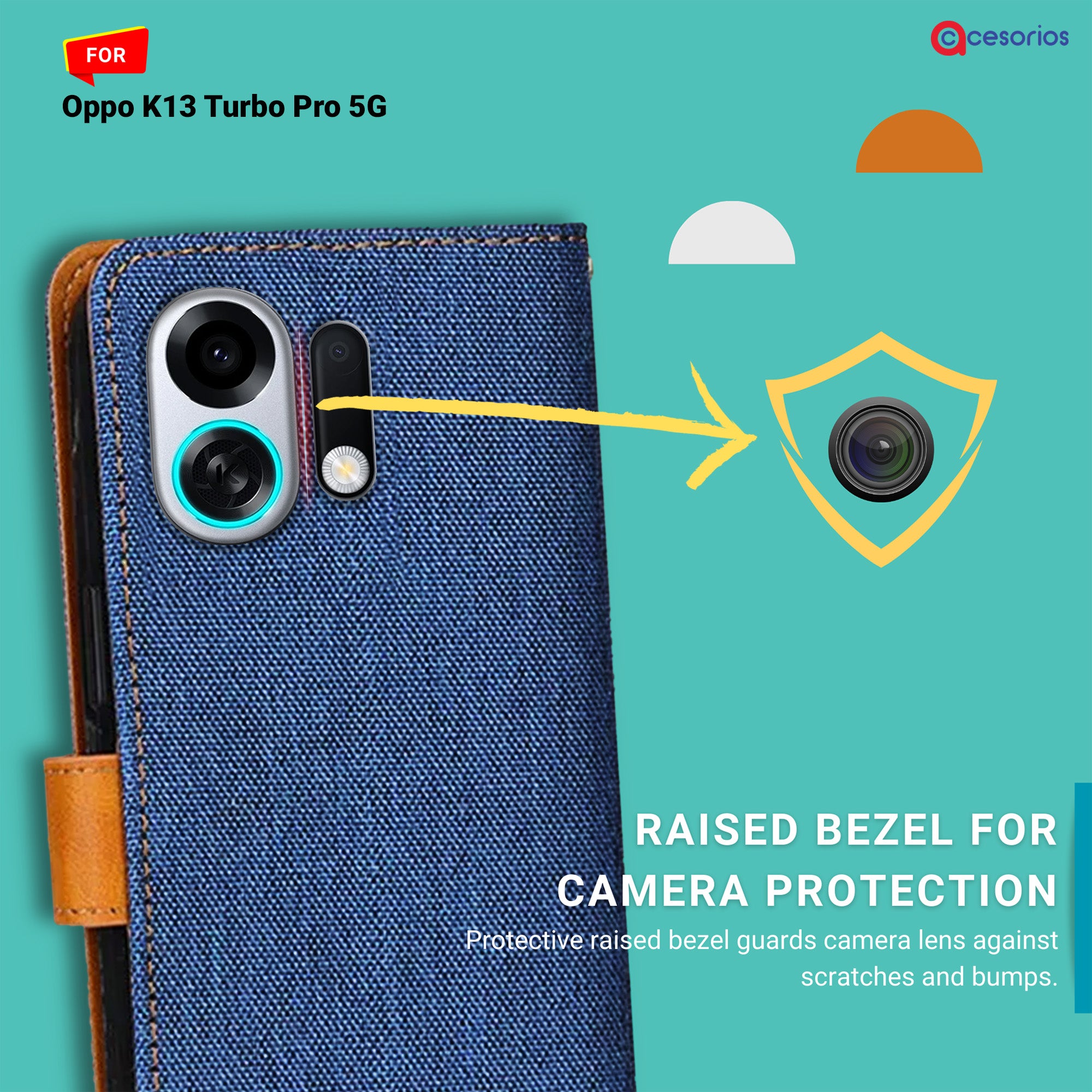Accesorios Oppo K13 Turbo Pro 5G denim flip cover – Blue – Image 2 #color_blue