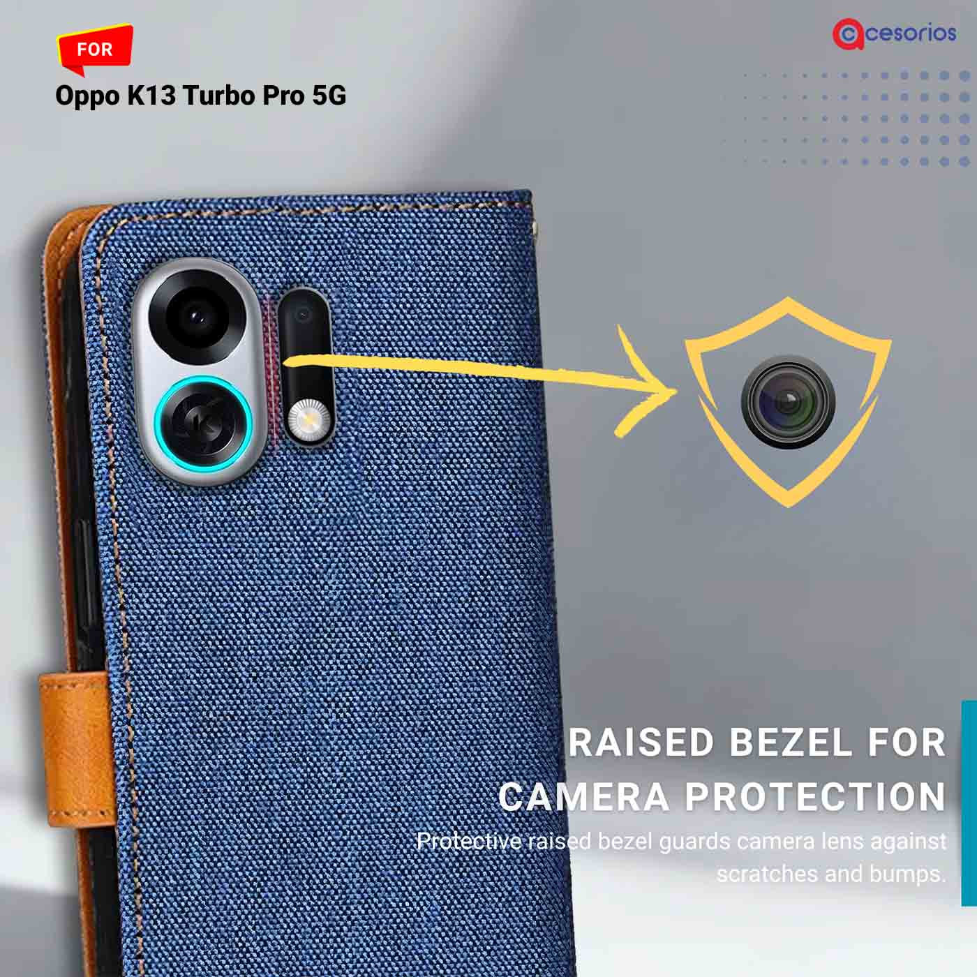 Denim & Leather back panel — Oppo K13 Turbo Pro 5G in Blue mobile case
