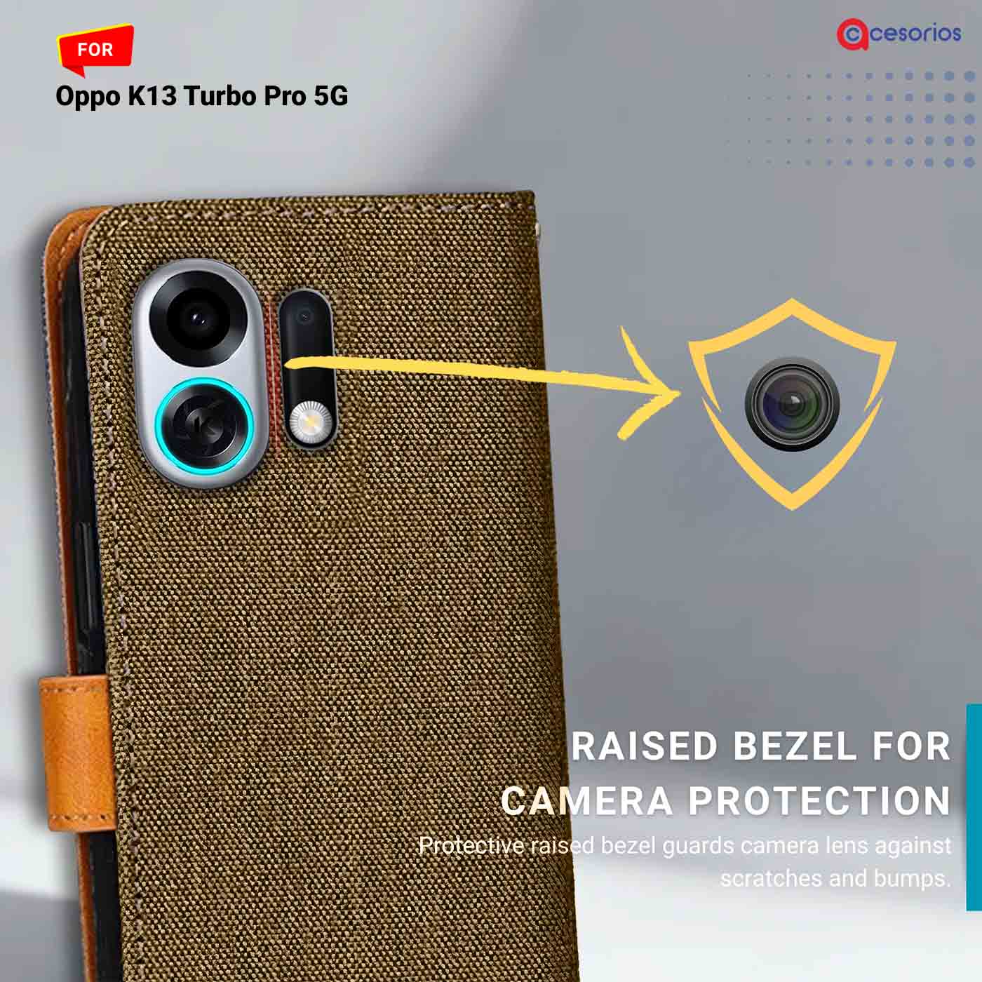 Denim & Leather back panel — Oppo K13 Turbo Pro 5G in Dark Brown mobile case