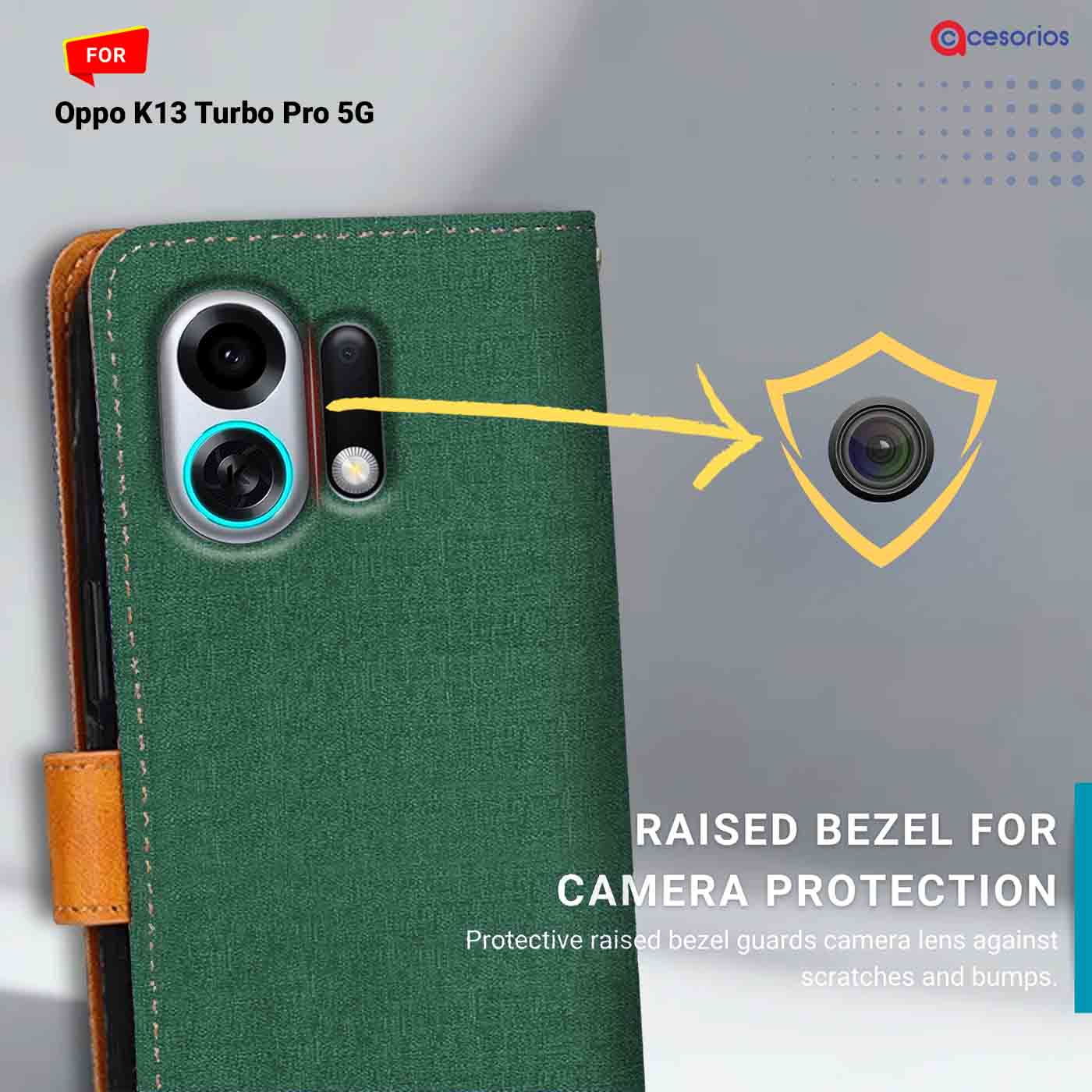 Canvas & Suede back panel — Oppo K13 Turbo Pro 5G in Green mobile case