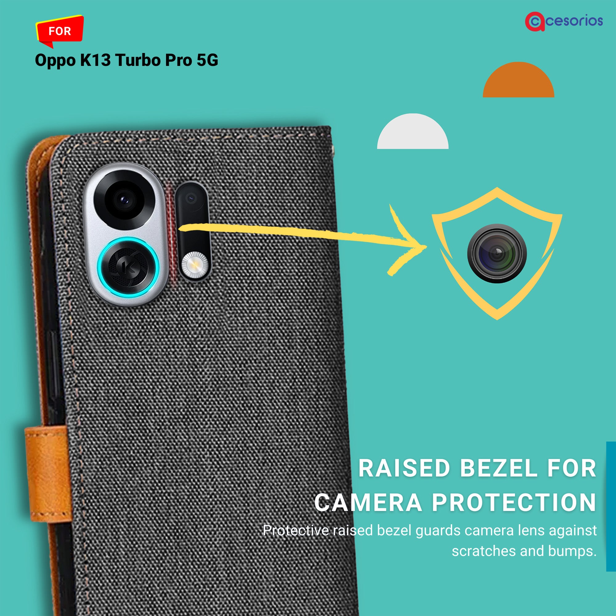 Accesorios Oppo K13 Turbo Pro 5G denim flip cover – Grey – Image 2 #color_grey
