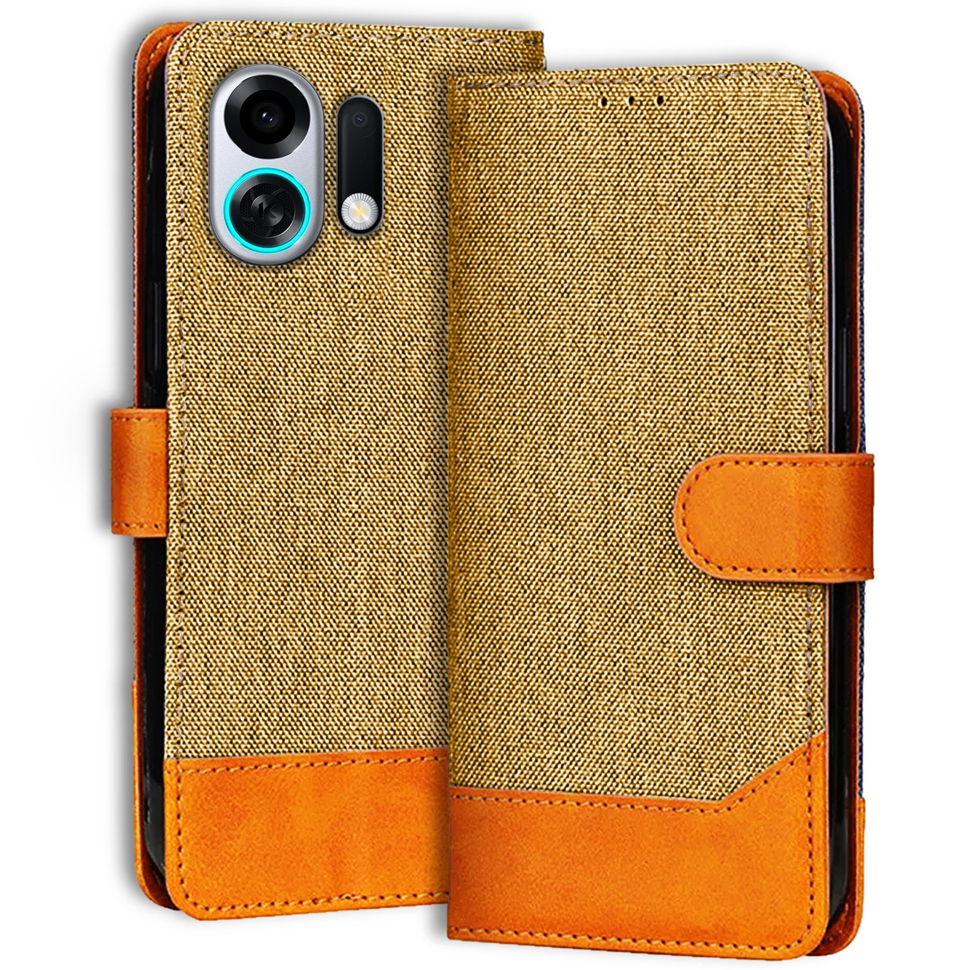 Accesorios Oppo K13 Turbo Pro 5G denim flip cover – Light Brown – Image 1 #color_light brown