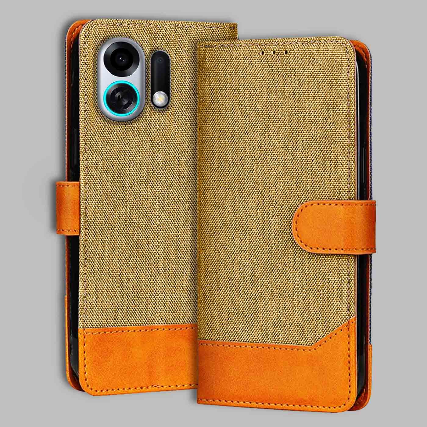Accesorios Oppo K13 Turbo Pro 5G denim flip cover – Light Brown – Image 1 #color_light b