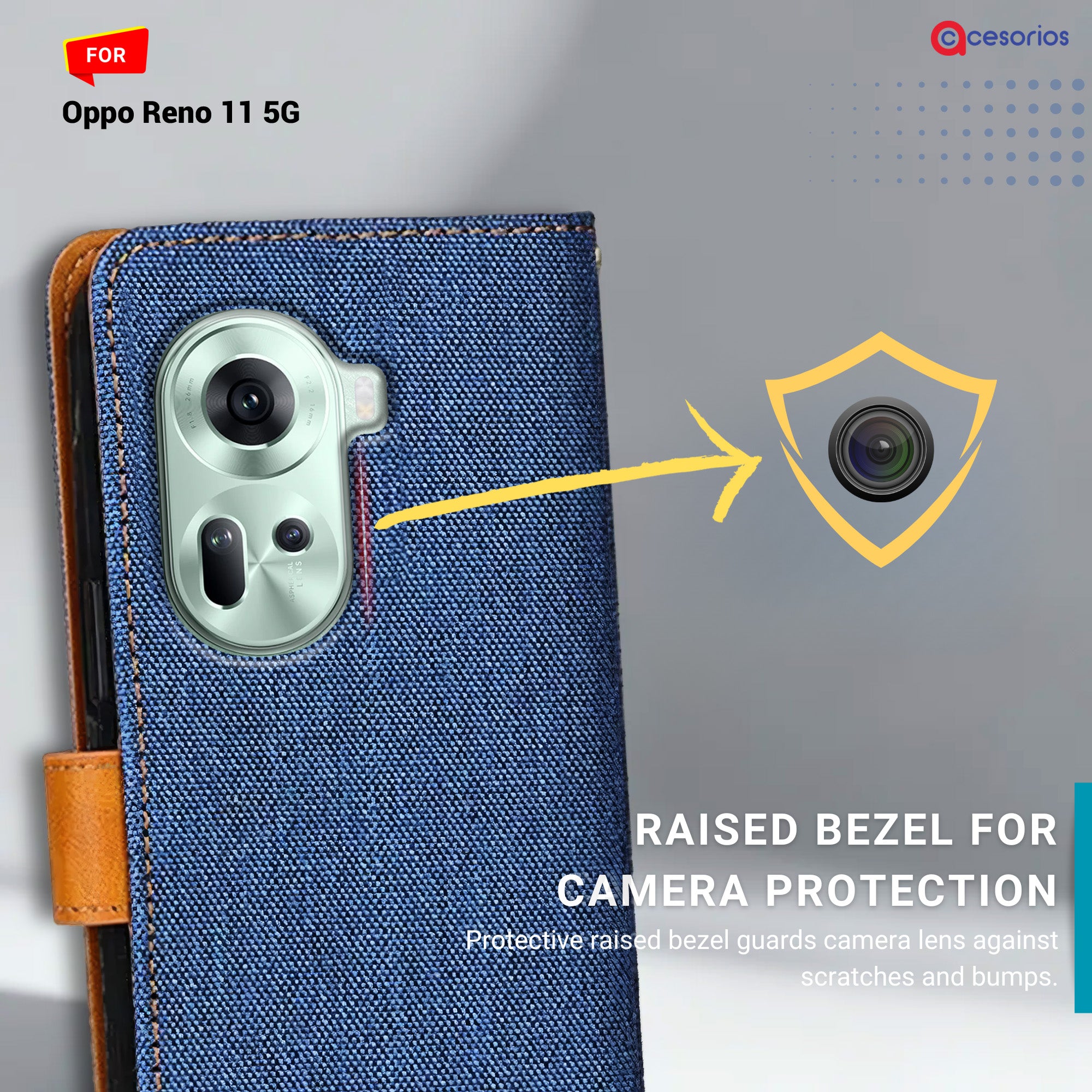 Denim & Leather back panel — Oppo Reno 11 5G in Blue mobile case