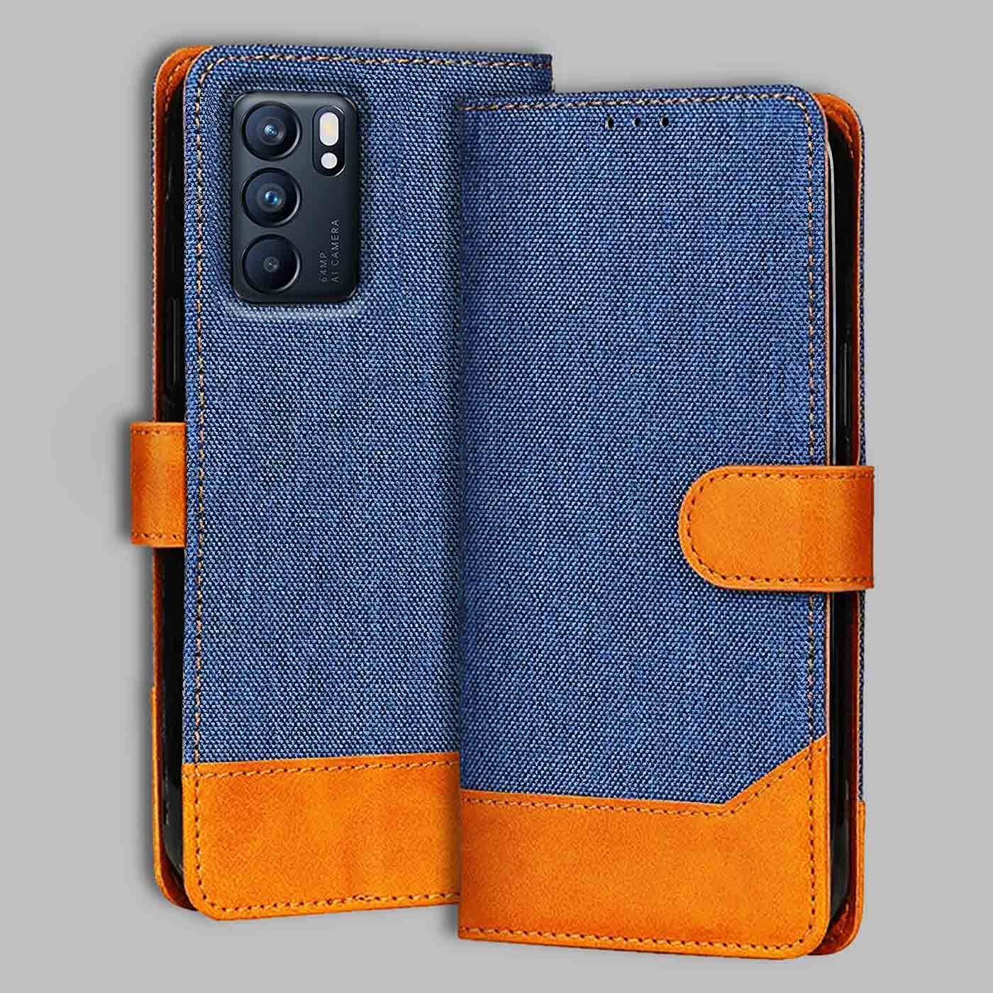 Accesorios Oppo Reno 6 5G denim flip cover – Blue – Image 1 #color_